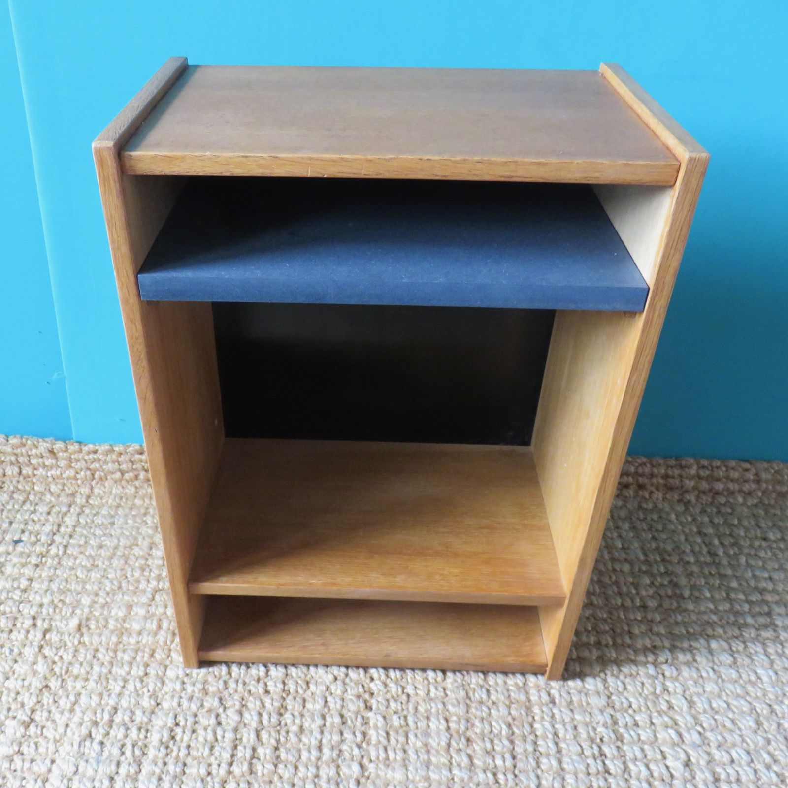 Pair Of Wall Mounted Elm Bedside Tables. Denmark 1980 photo Furniture