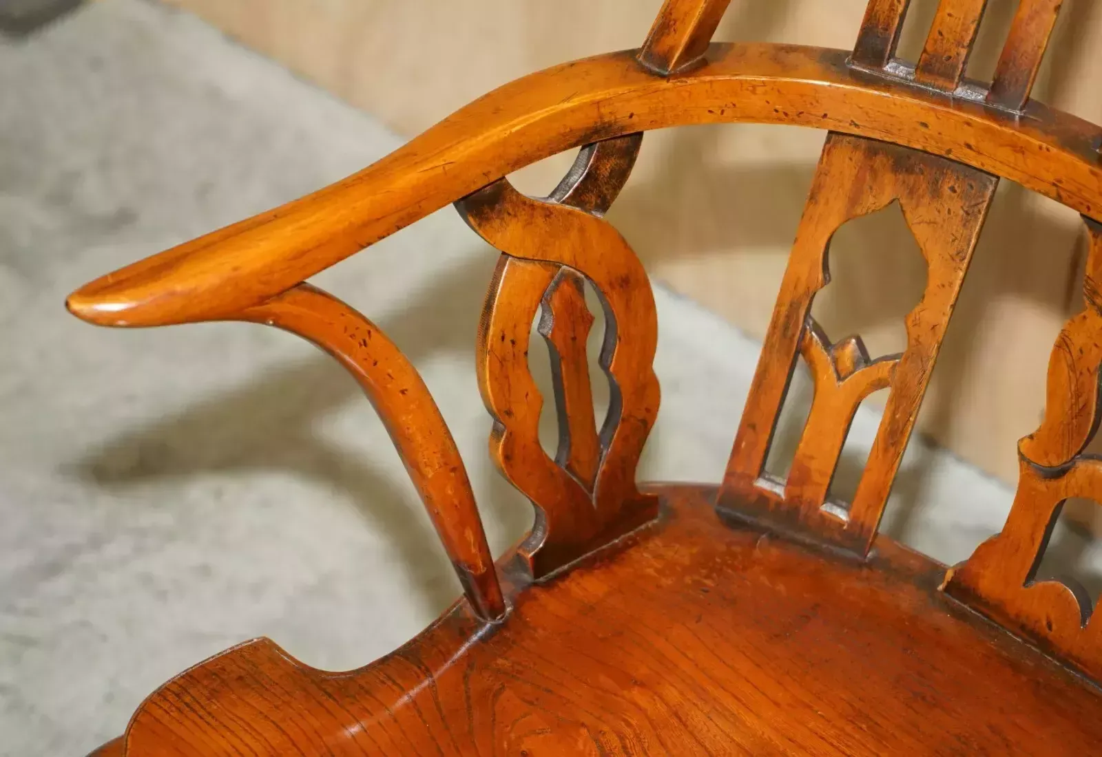 Sublime Fully Restored Gothic Windsor Steeple Back Burr Yew & Elm Armchair photo vintage