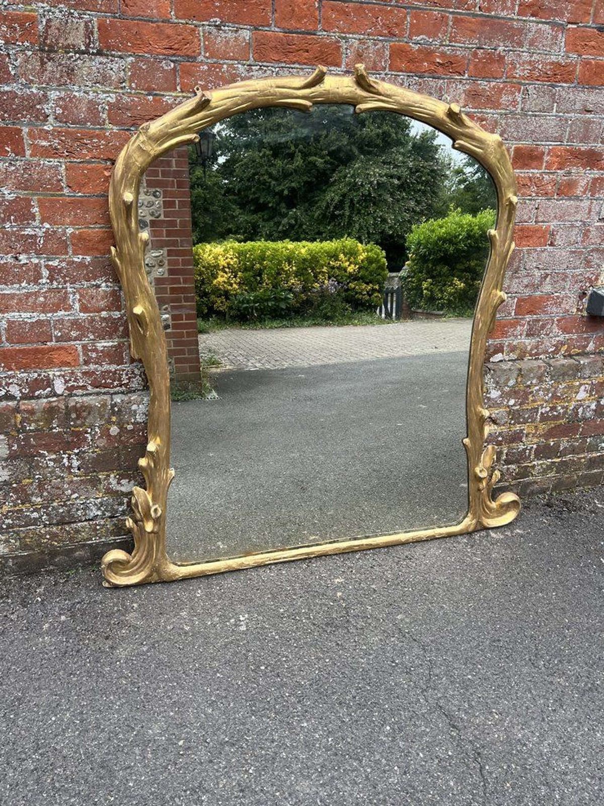 A Stunning Large Antique English 19th C Shaped Gilt Overmantle Mirror. photo vinterior