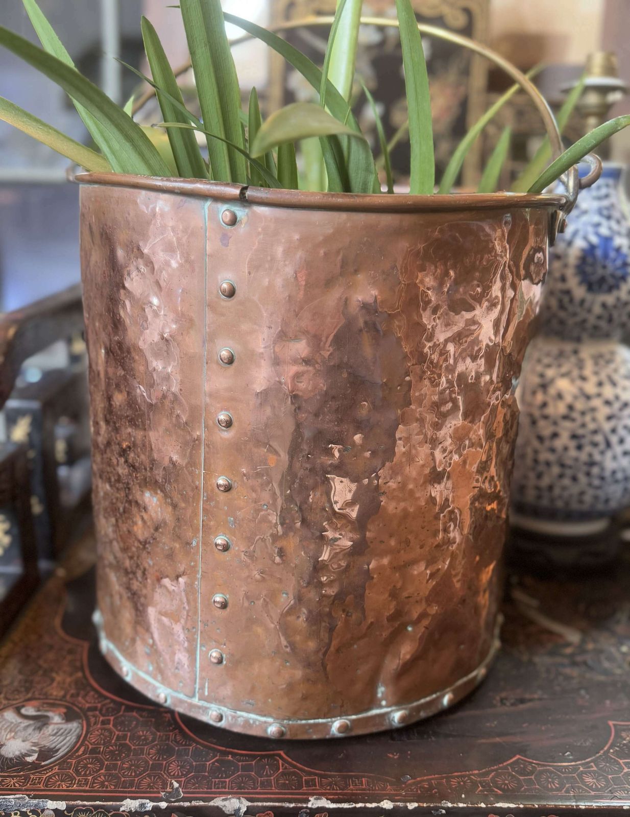 Garden Decor 19th Century Dutch Copper Milk Pail photo