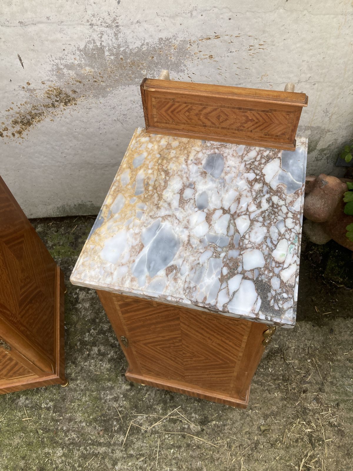 photo buy Pair Of Marble Top, Satinwood Bedside Cabinets