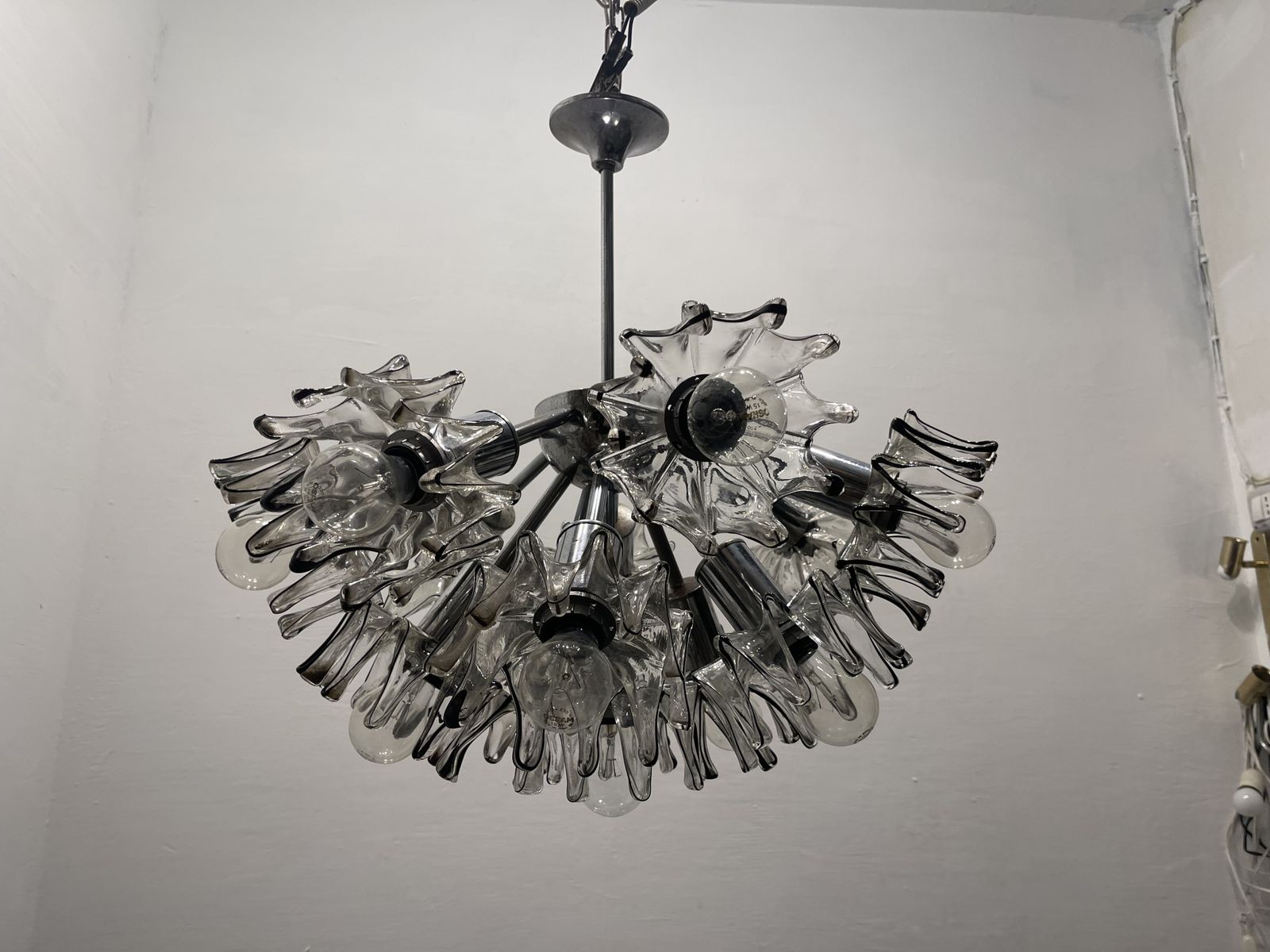 photo buy Large Midcentury Murano Mazzega Glass Chandelier 1970’s