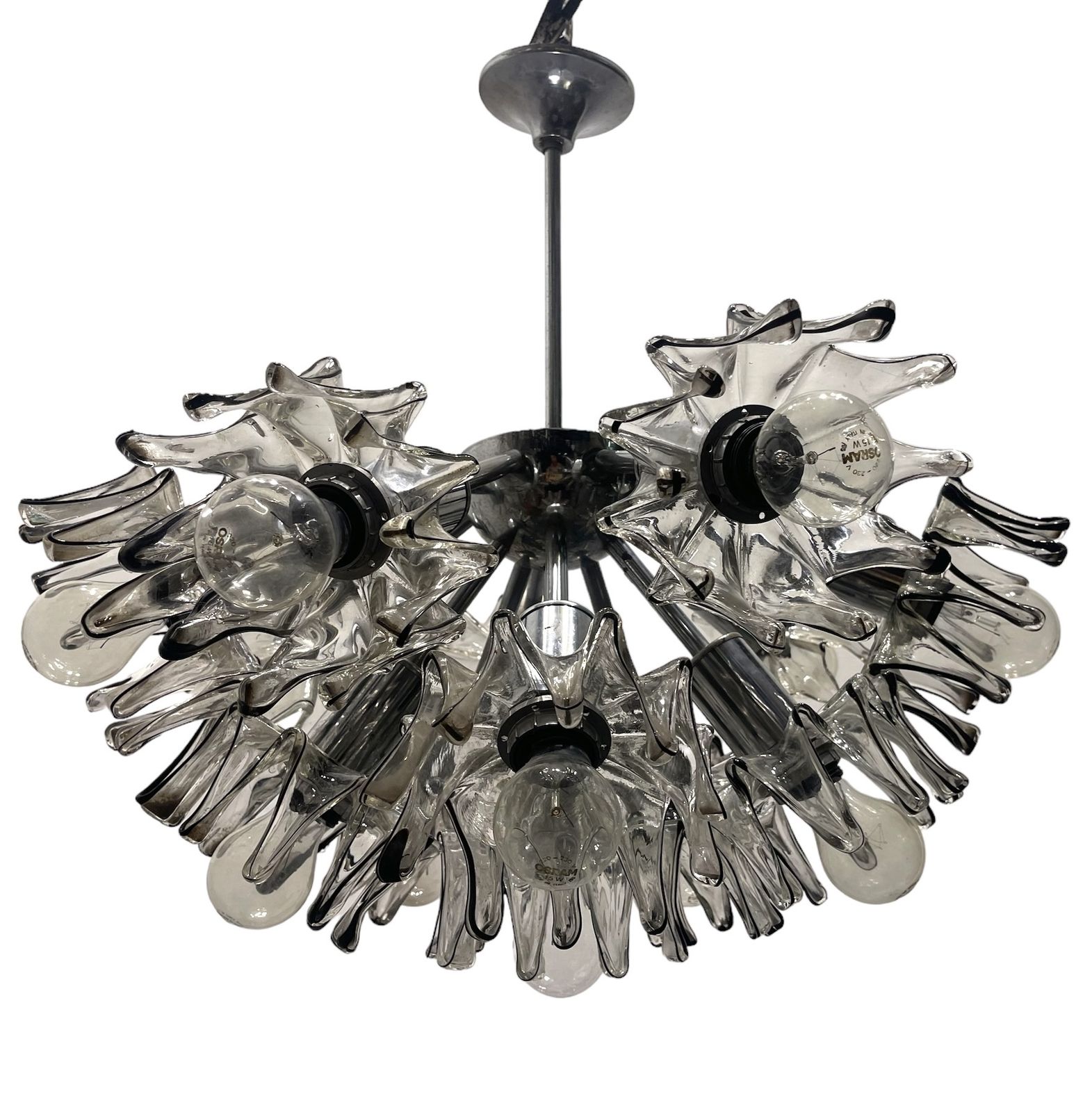 Large Midcentury Murano Mazzega Glass Chandelier 1970’s