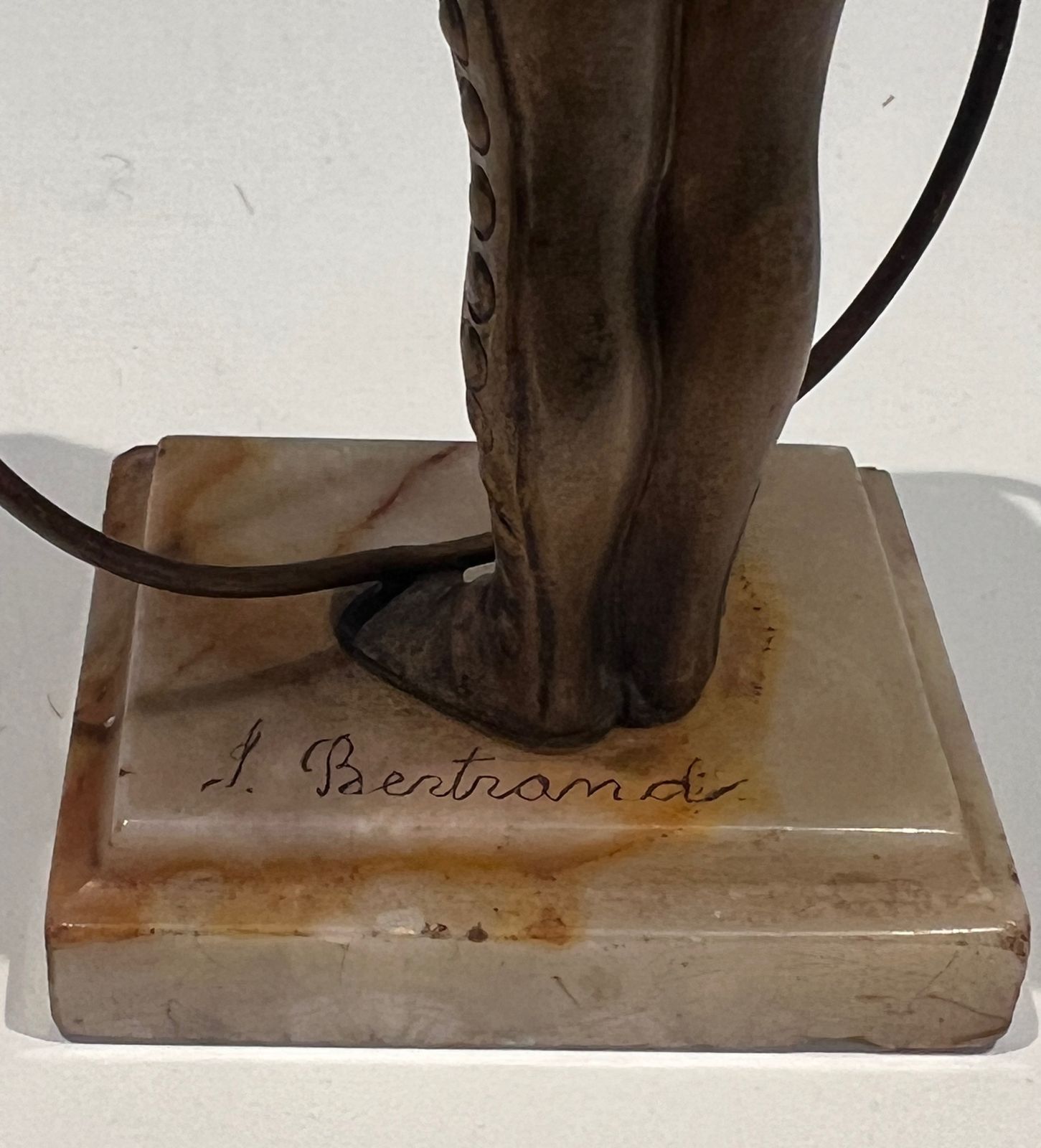 Chryselephantine Representing A Young Girl With A Hoop Signed Bertrand On Its Onyx Base photo buy
