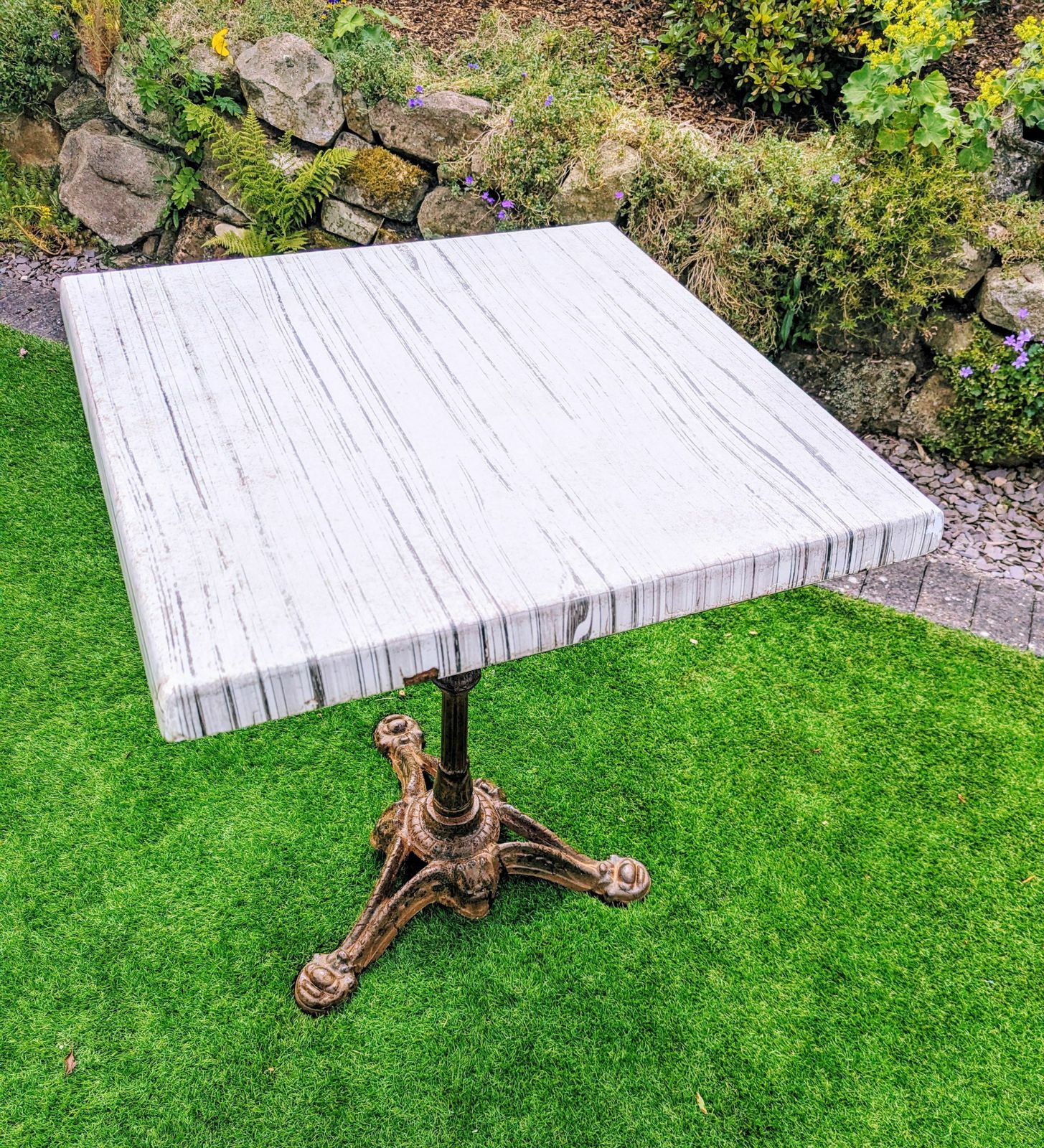 photo for sale Vintage Marble Style Decorative Iron Bistro Table  Thierry 0199.