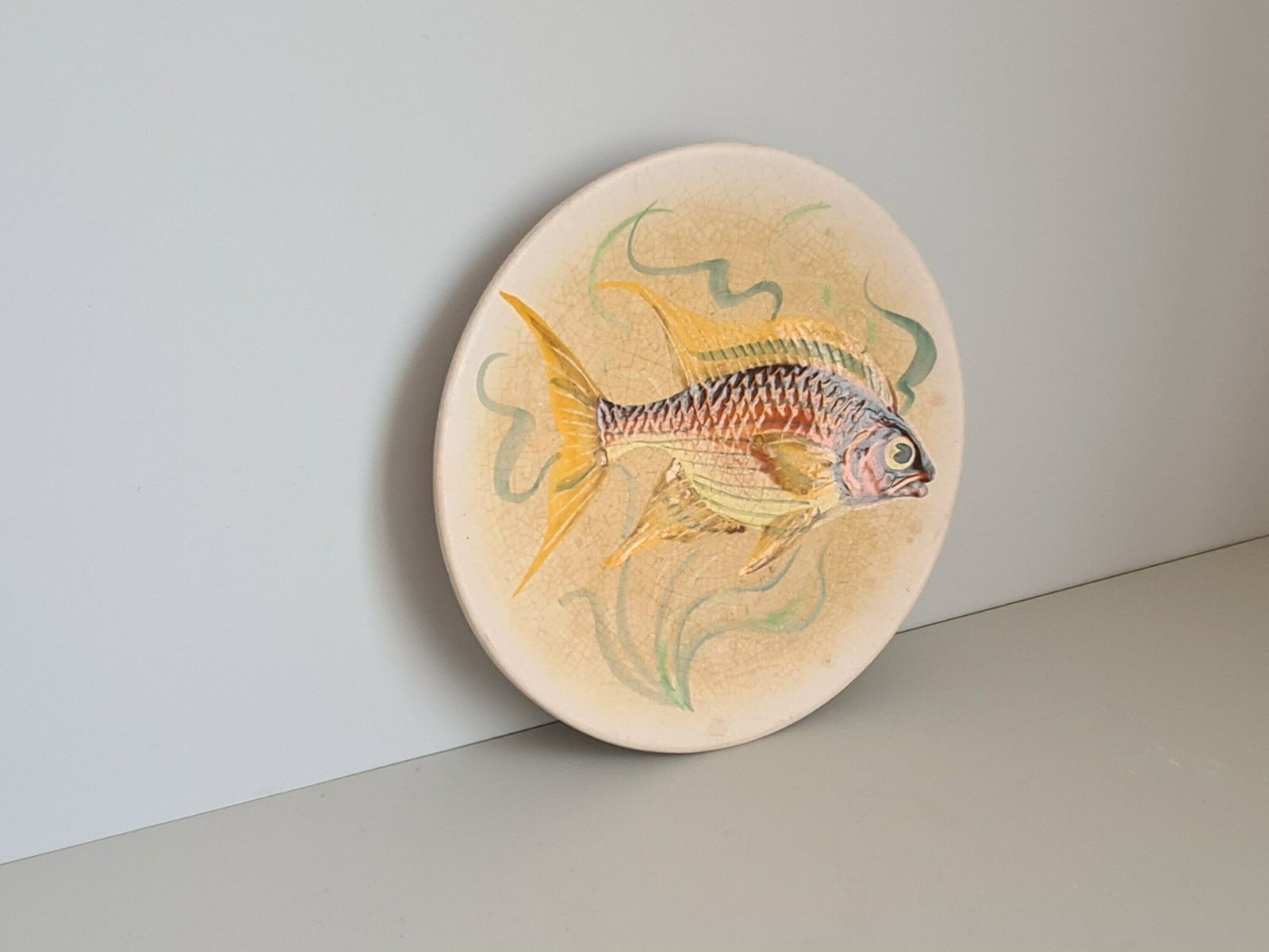 Decorative Plate Signed Vallauris Handmade Decor / Fish / Painting / 1950 / French Riviera / Mid Century / 20th Century photo Home Decor