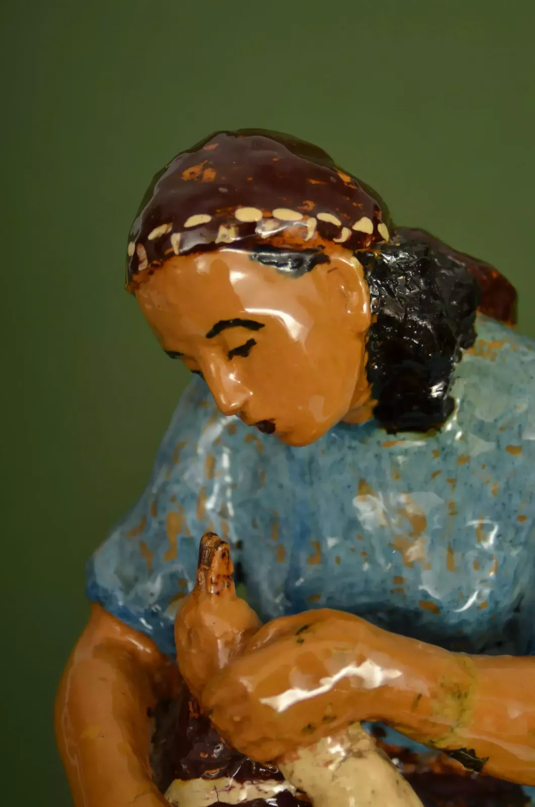 Home Decor Ceramic Figure Girl With A Goose photo