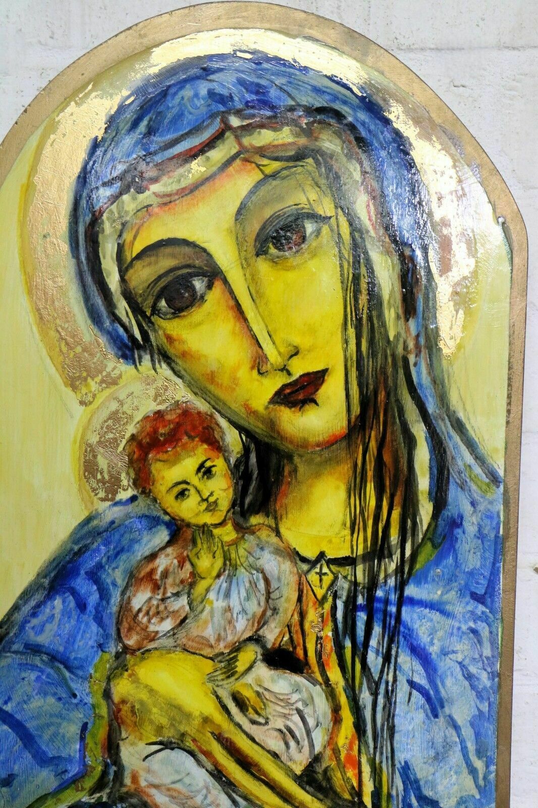 A Christian Large Decorative Icon Repro Of Medieval Russian Antique Icon Painted Wood Wall Hanging photo Art