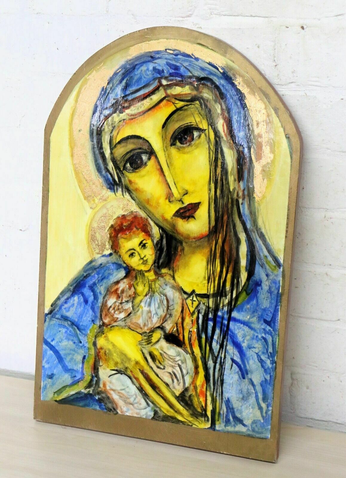 120.0 A Christian Large Decorative Icon Repro Of Medieval Russian Antique Icon Painted Wood Wall Hanging photo