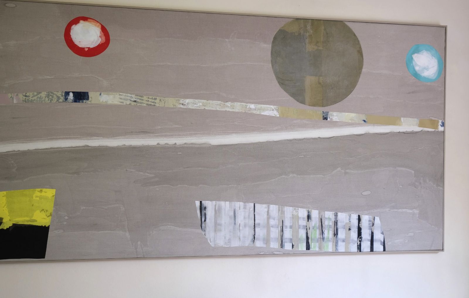 photo for sale Large Contemporary Abstract Oil Painting On Canvas In Greige Taupe Tones