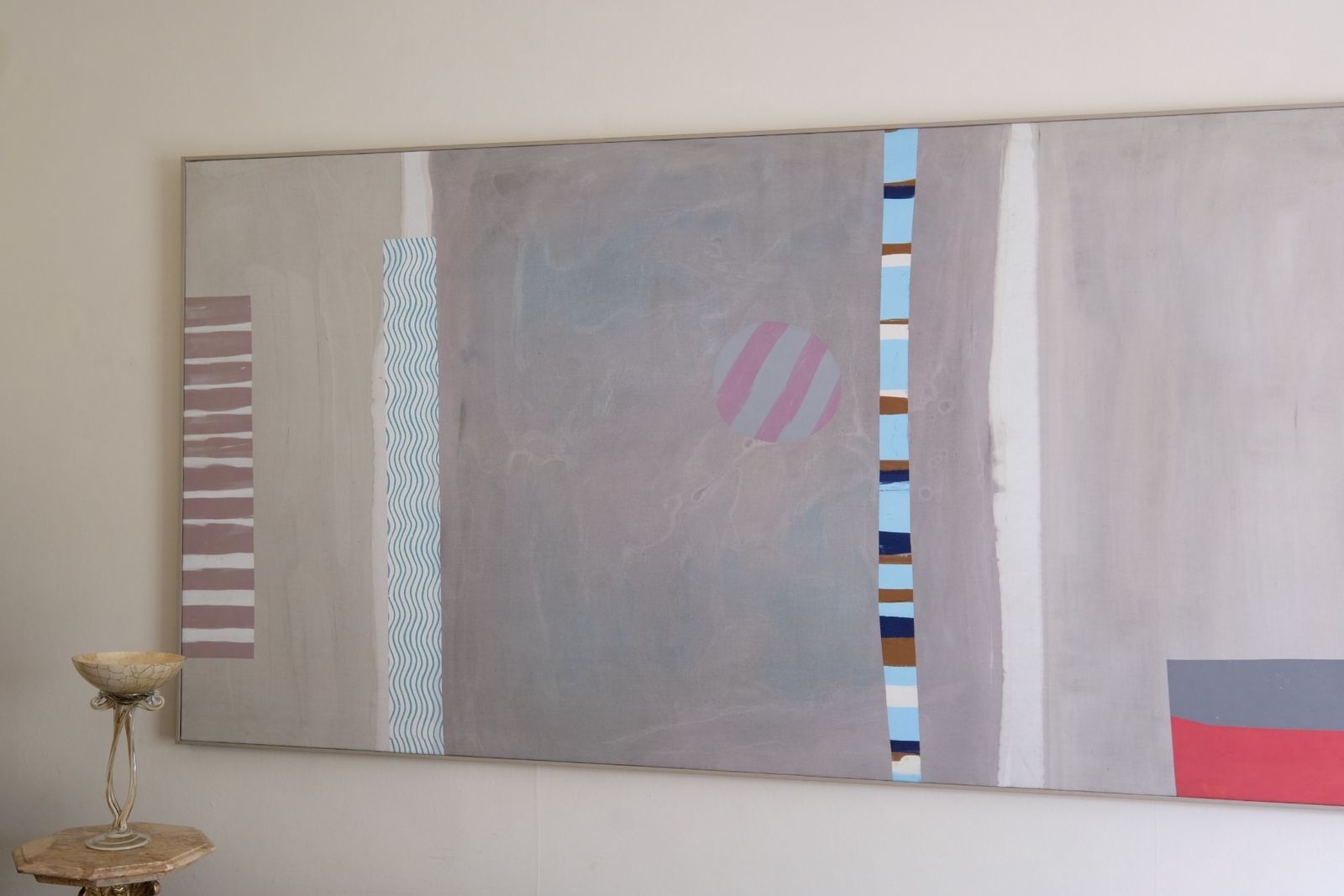 photo furniture Extra Large Neutral Abstract Oil Painting On Canvas In Soft Greige Tones