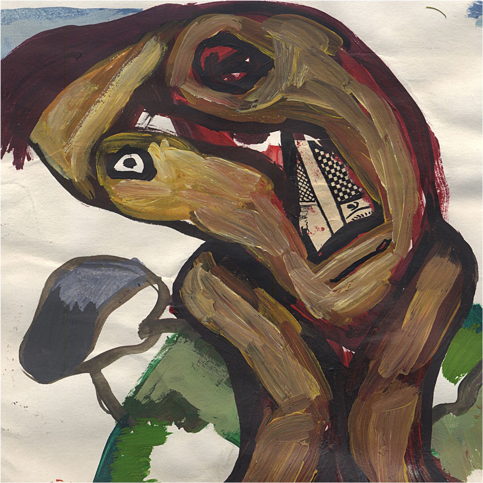 Original Signed Outsider Art Brut Collage Painting photo for sale
