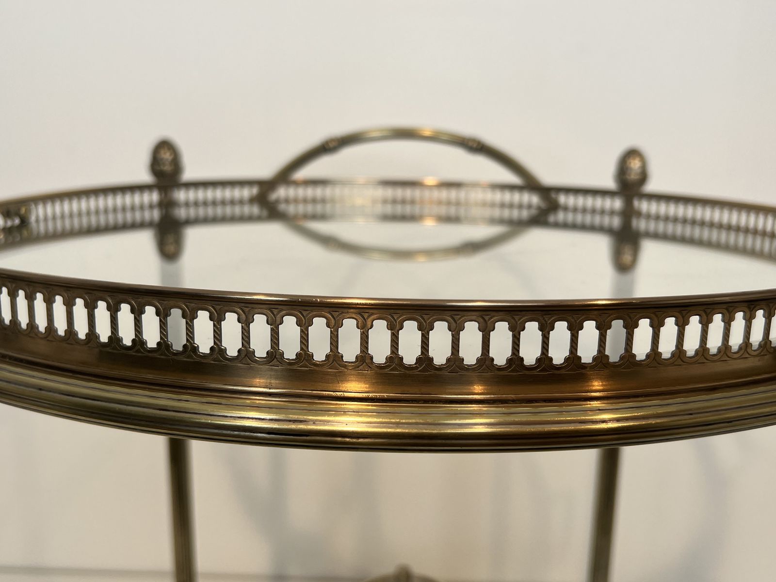 photo buy Rare Set Of 3 Round Rolling Tables In Silver Plated Brass From Maison Baguès
