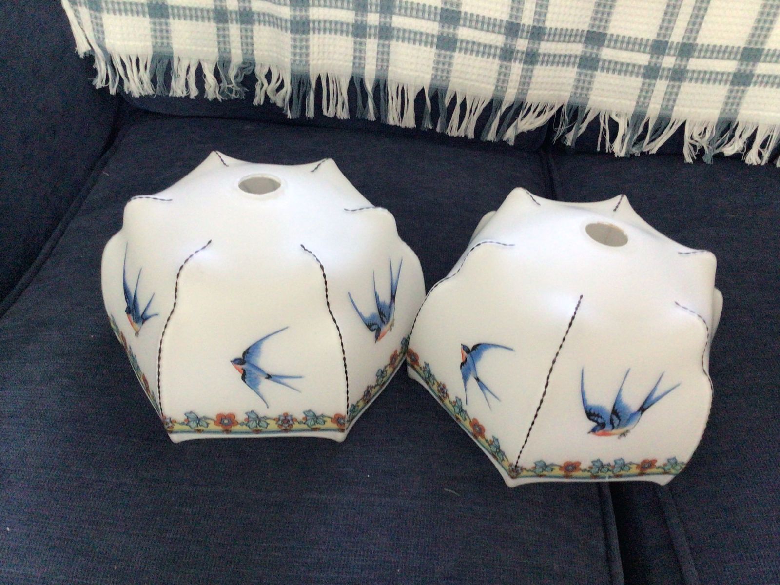 Pair Of Beautiful Antique Ceramic Ceiling Lights photo furniture
