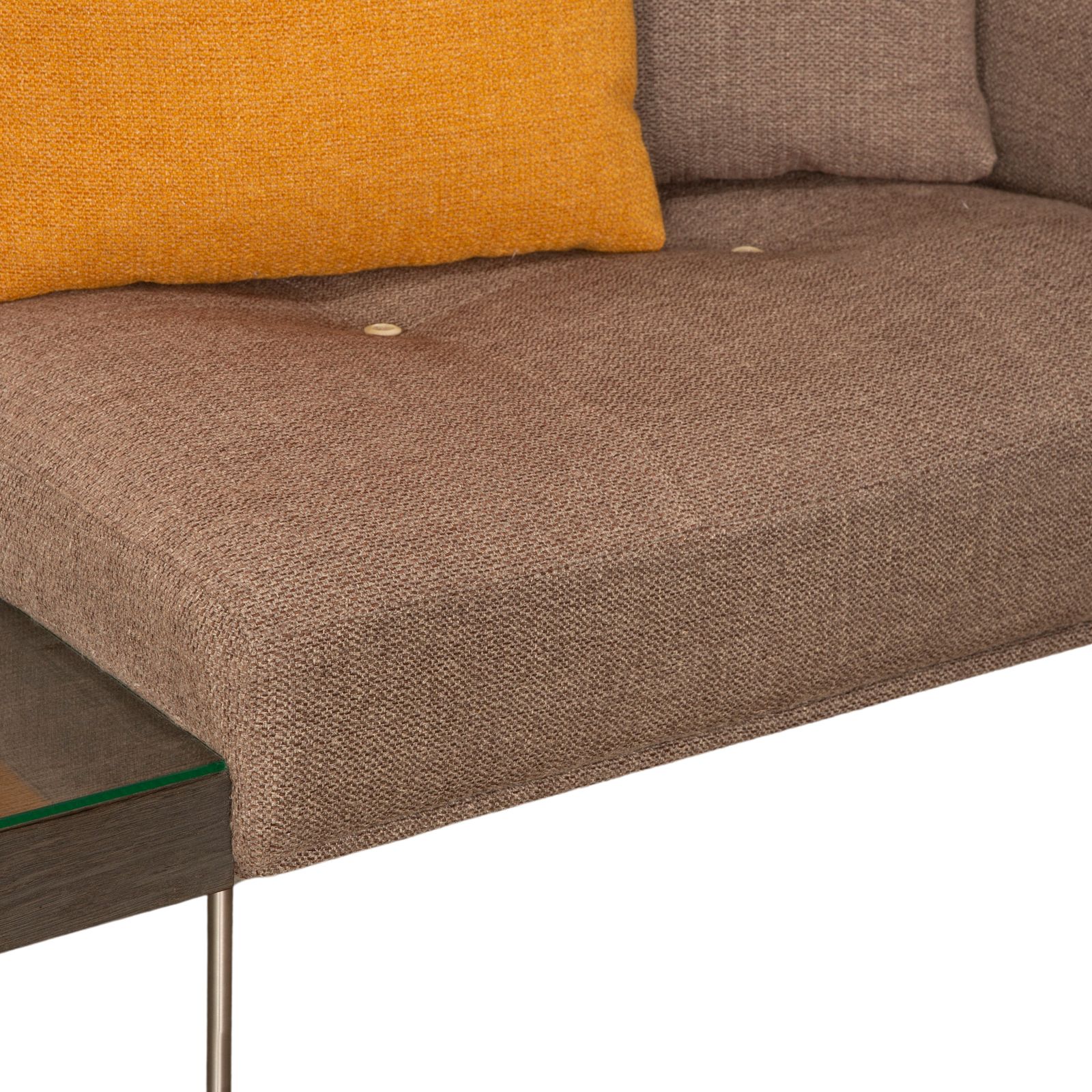 Canapé d'angle Living Divani Rod XL en tissu brun beige, récamière droite photo vinterior