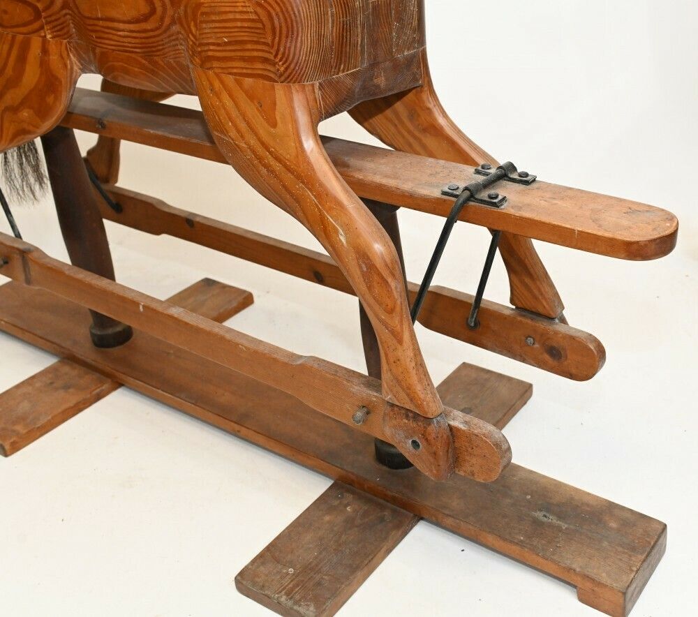 Antique Rocking Horse Carved Wood 1930 Childrens Toys photo for sale