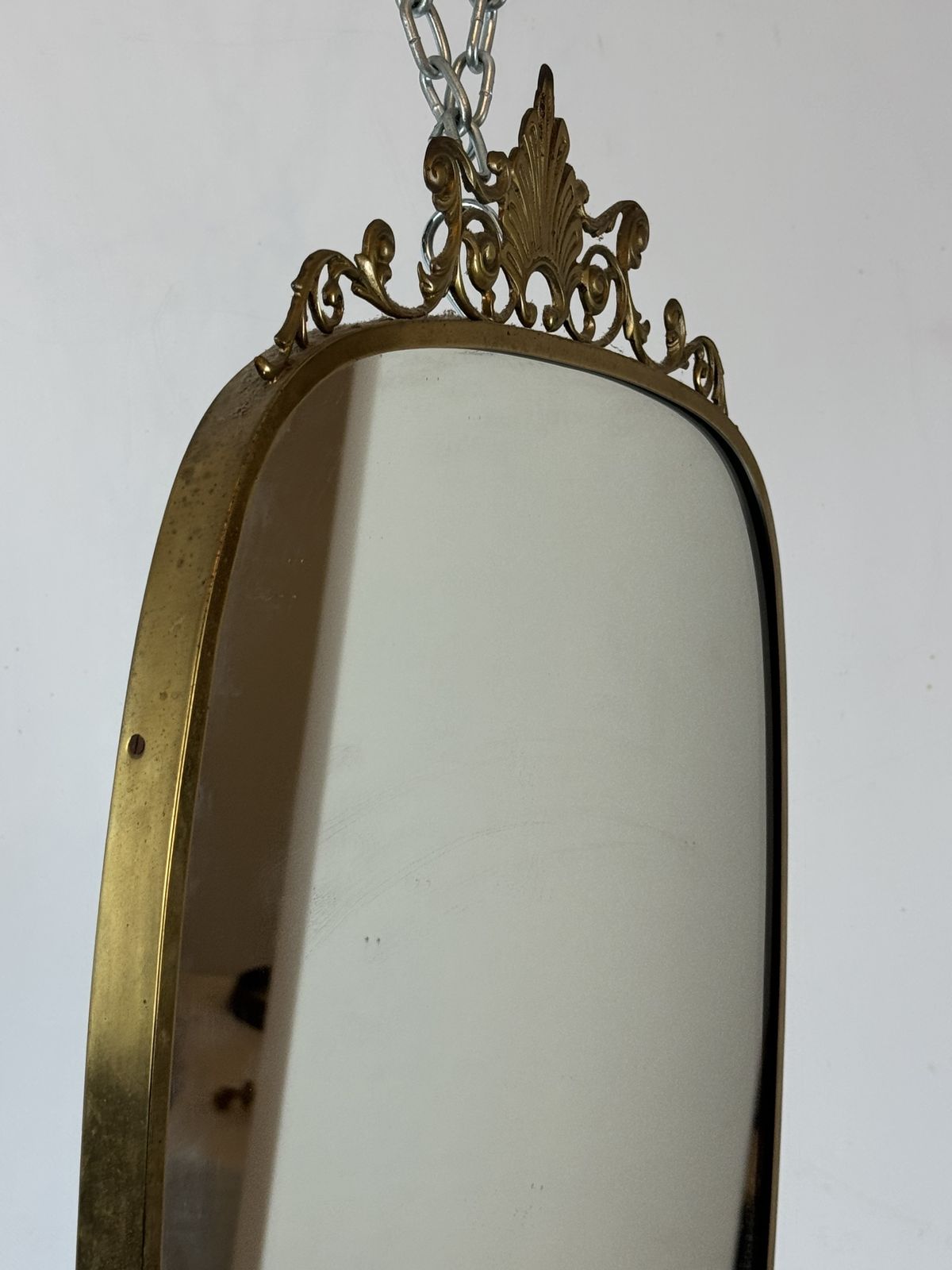 Gio Ponti Style, Mid Century Mirror In Brass. Italy 1950s photo for sale