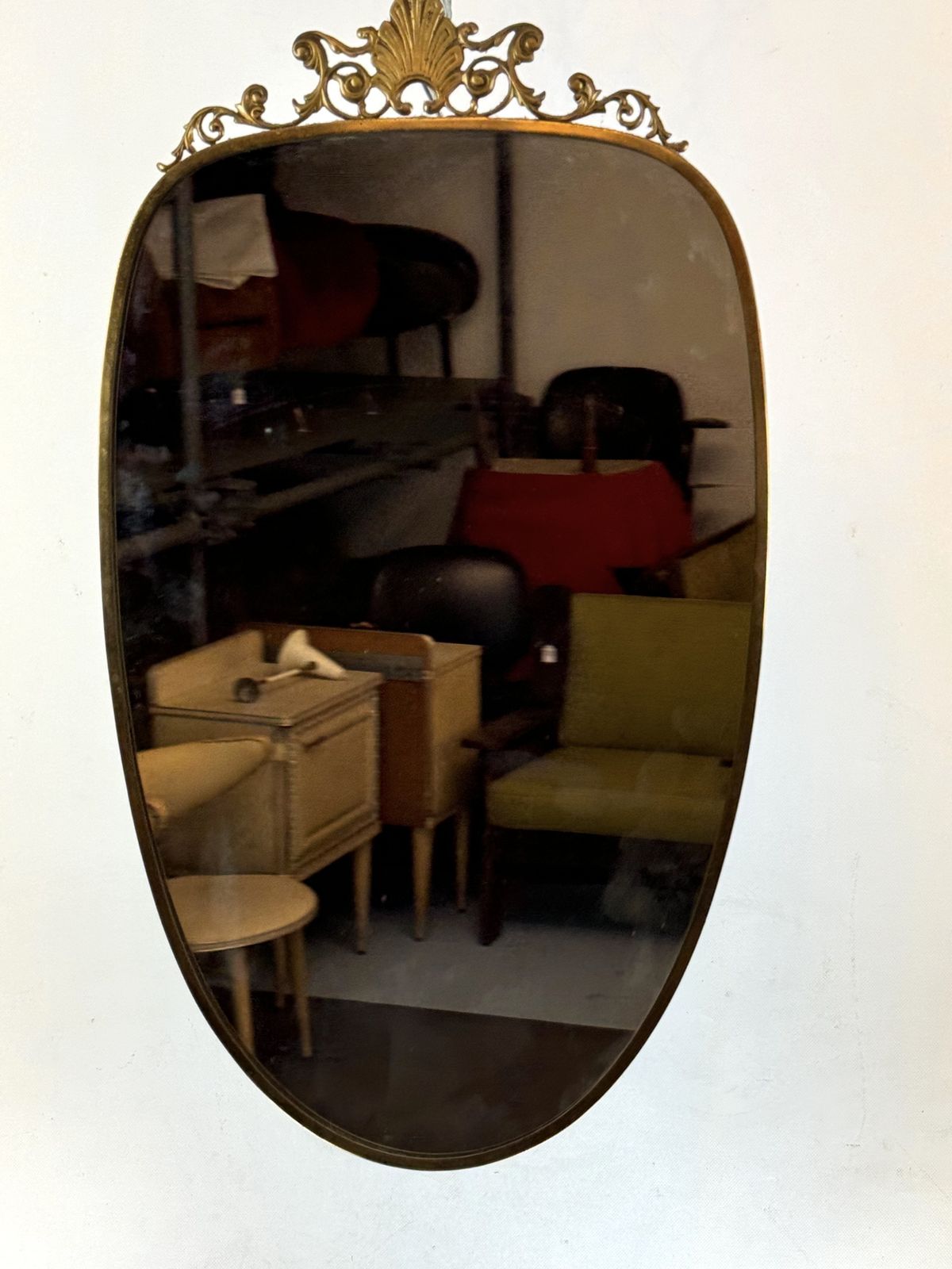 photo furniture Gio Ponti Style, Mid Century Mirror In Brass. Italy 1950s