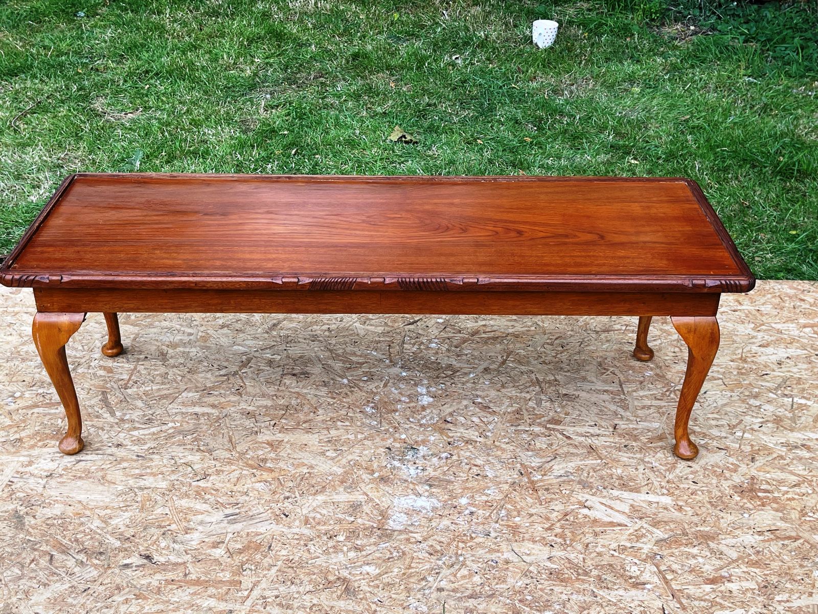 Bespoke Handmade & Hand Carved Wood Honey Coffee Table Queen Anne Legs