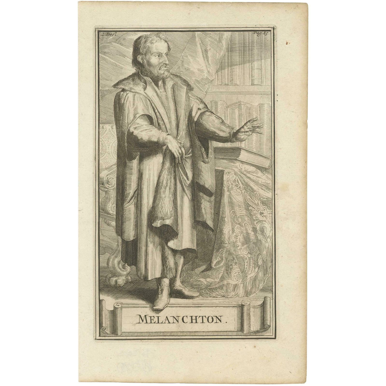 Antique Portrait Of Philipp Melanchton By R. De Hooghe, 1701