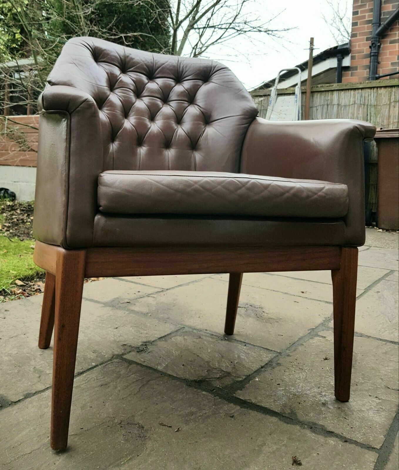 A Leather Mid Century Armchair By Jens Risom photo furniture