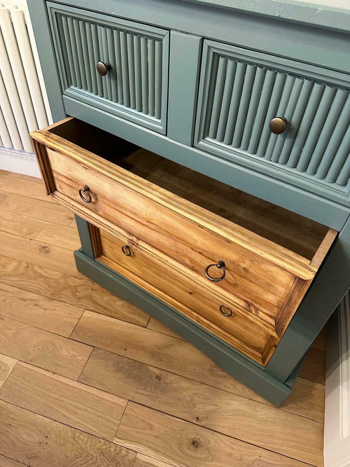 Hand Painted Upcycled Chest Of Drawers   Solid Wood In Green Smoke By Farrow & Ball photo buy