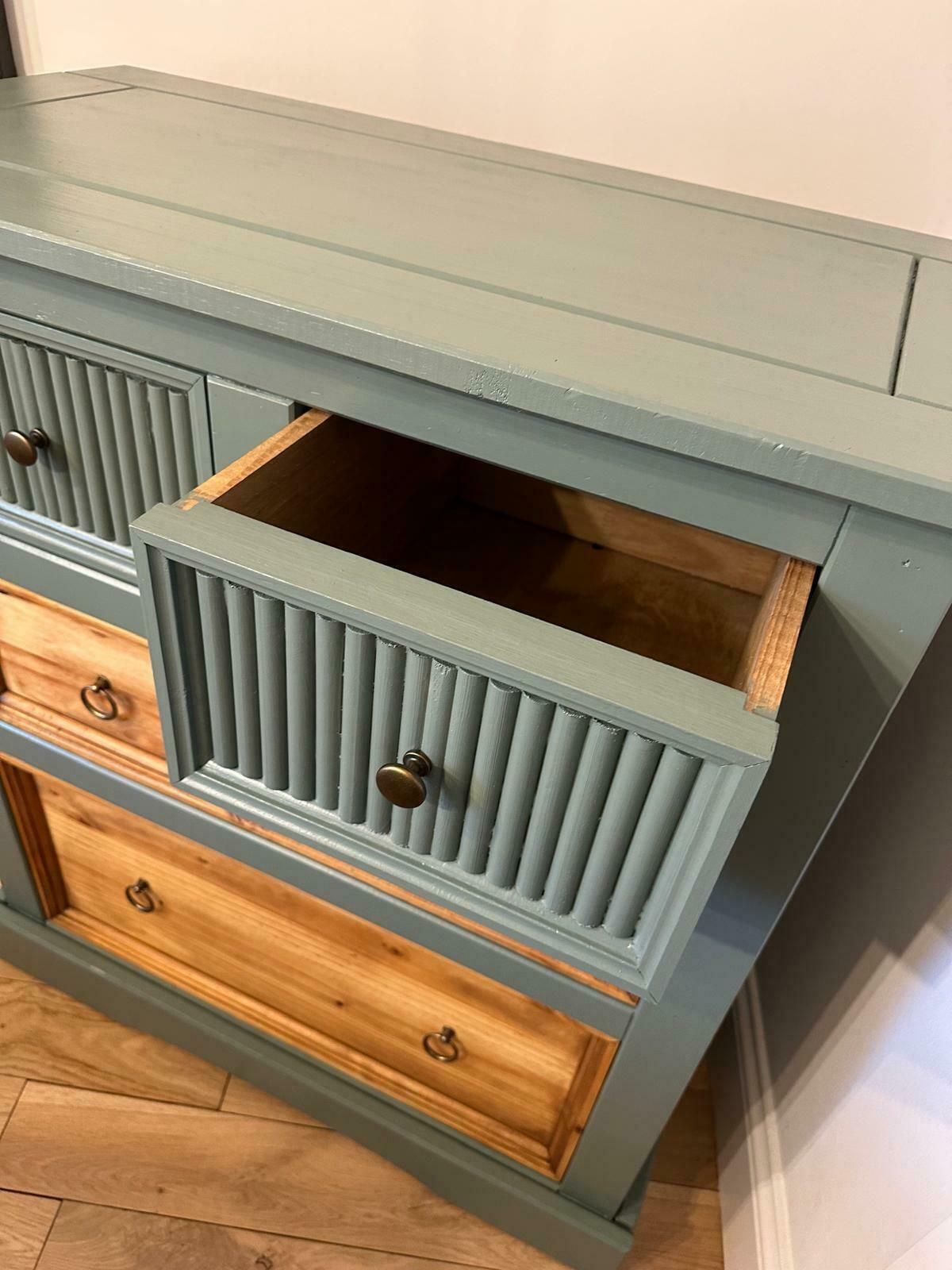photo furniture Hand Painted Upcycled Chest Of Drawers   Solid Wood In Green Smoke By Farrow & Ball
