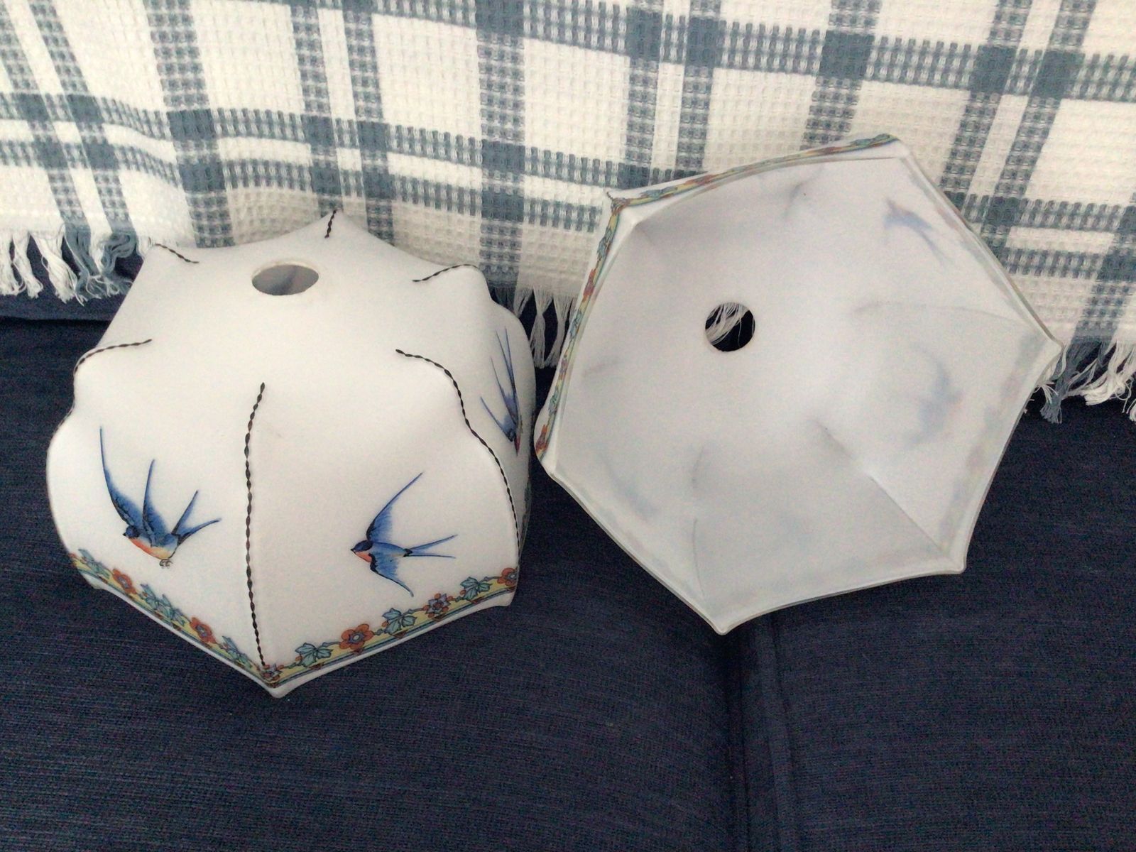 Pair Of Beautiful Antique Ceramic Ceiling Lights photo vinterior