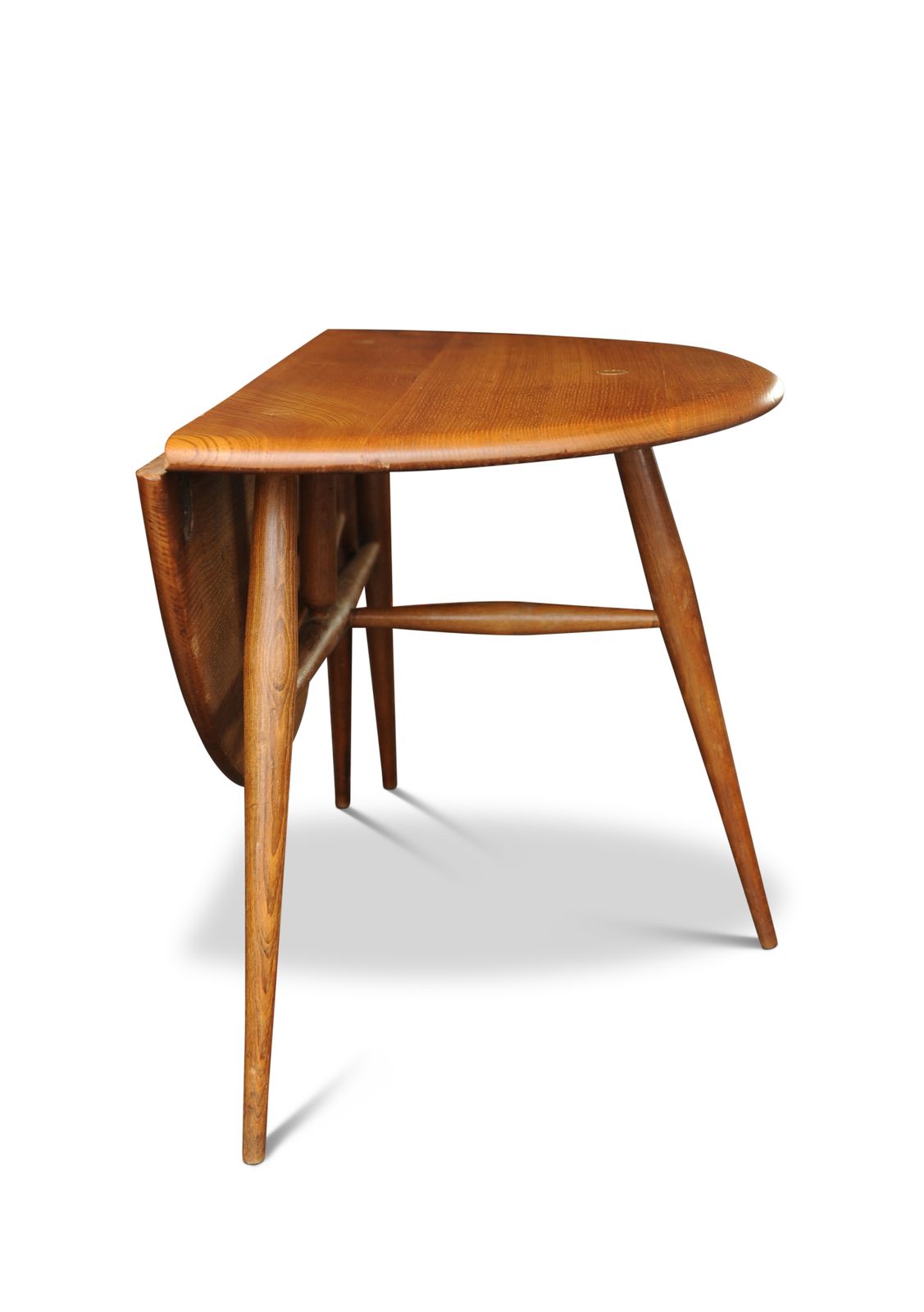 Mid Century Hand Crafted Ercol Elm Drop Leaf Circular Coffee Table Made In England 1960's Ol photo vinterior
