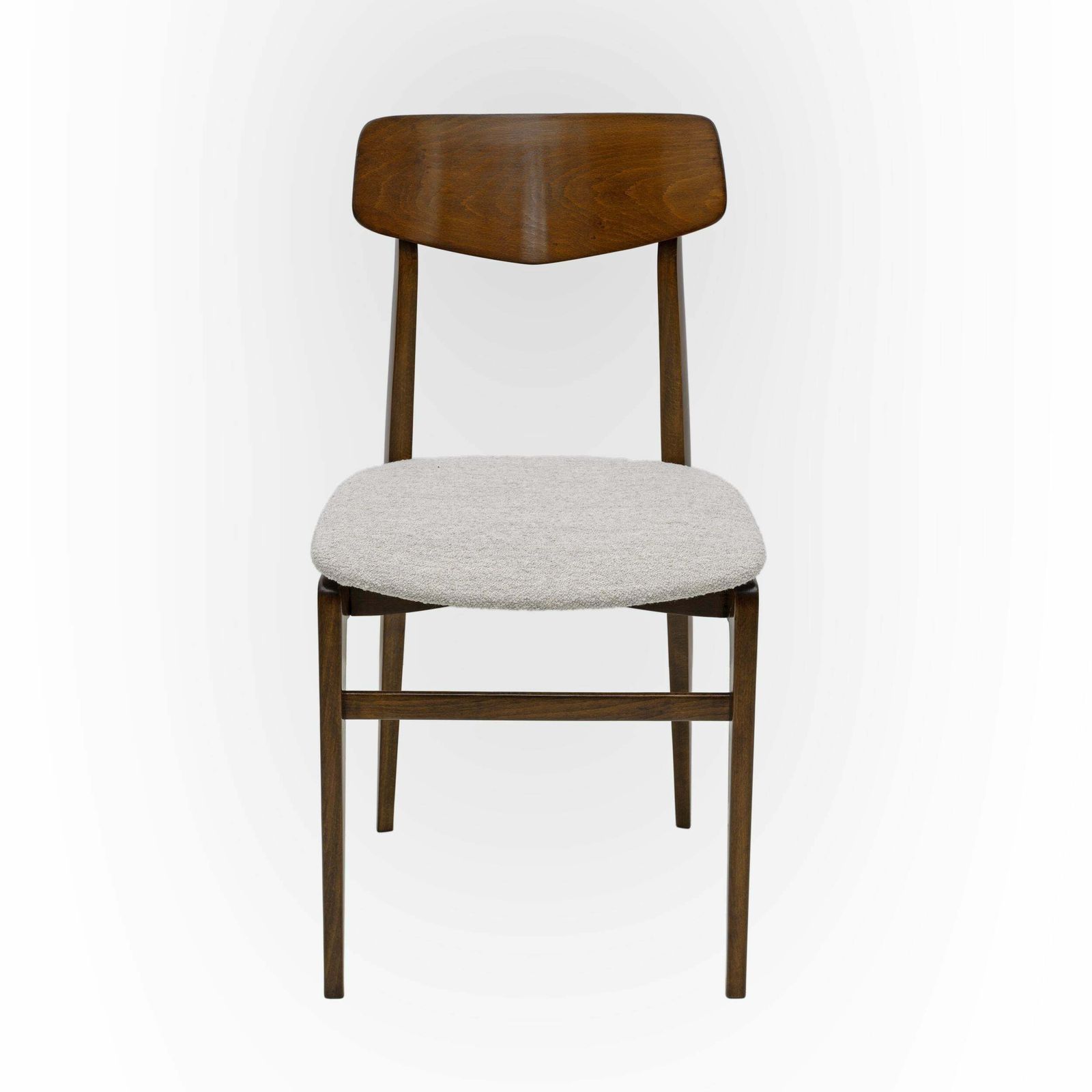 Set Of Six Walnut Stained Beech And Bouclè Fabric Dining Chairs, Denmark, 1960s photo buy