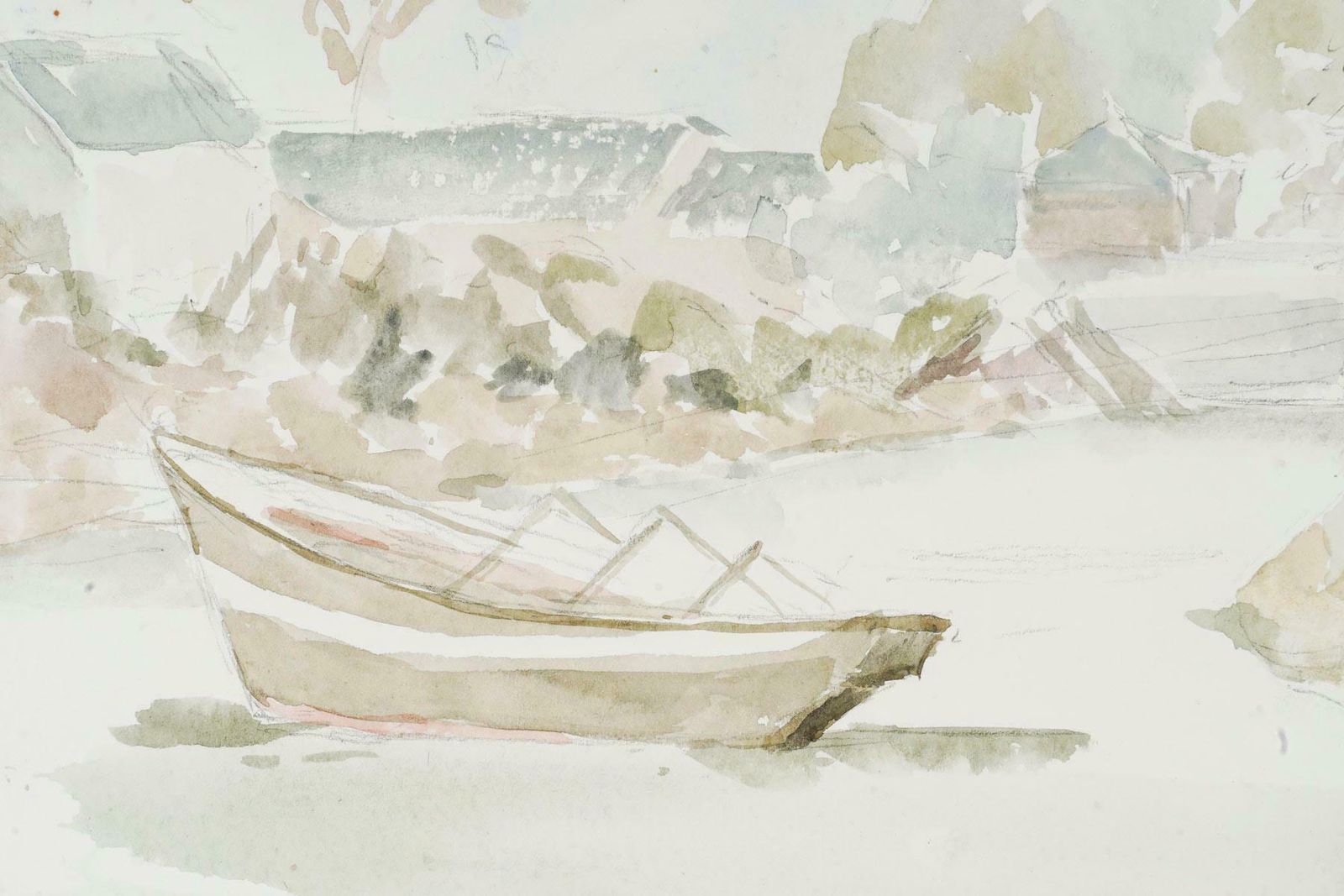 Watercolour On Paper By Evelyne Luez, 20th Century. photo for sale