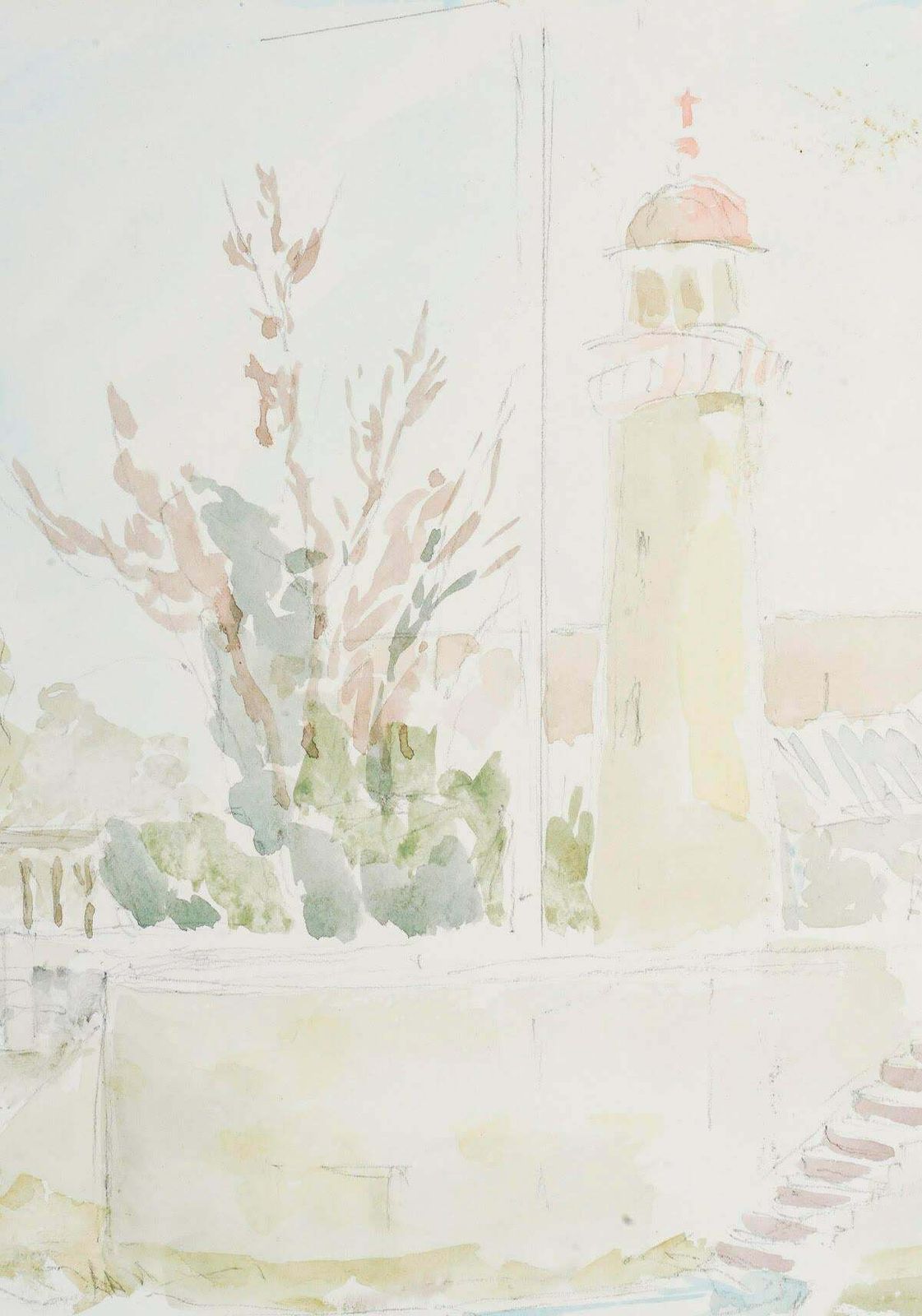 Watercolour On Paper By Evelyne Luez, 20th Century. photo Art