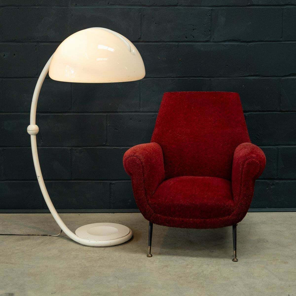 20thc Italian White "Serpente" Floor Lamp By Elio Martinelli For Martinelli Luce photo for sale