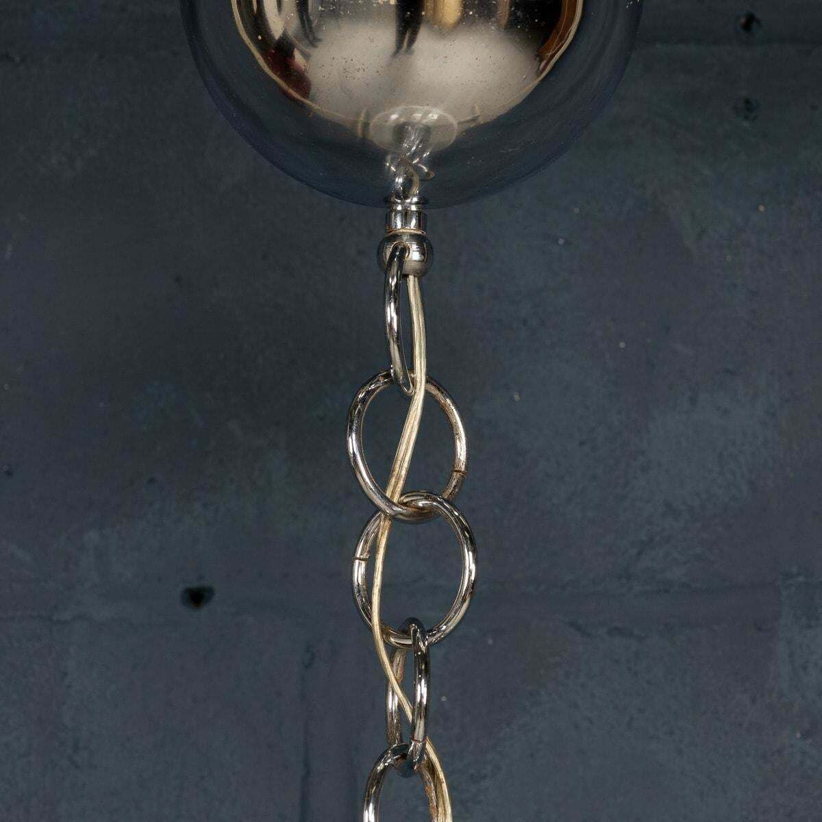 Lighting 20th Century Italian White & Clear Murano Glass Pendant Lamp C.1970 photo