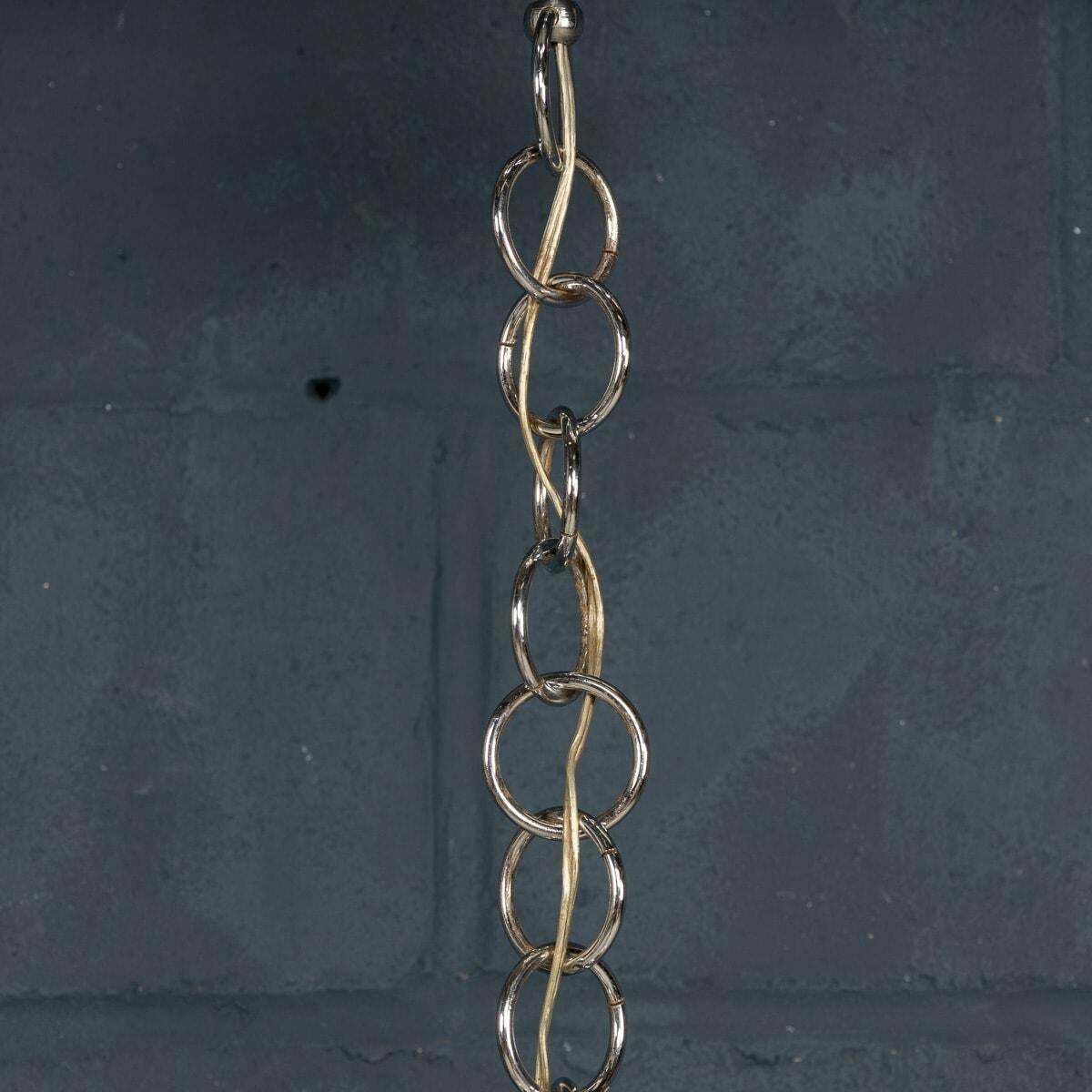 photo vinterior 20th Century Italian White & Clear Murano Glass Pendant Lamp C.1970