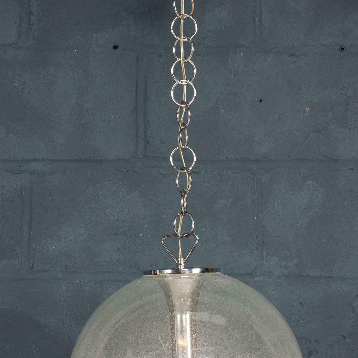20th Century Italian White & Clear Murano Glass Pendant Lamp C.1970 photo buy