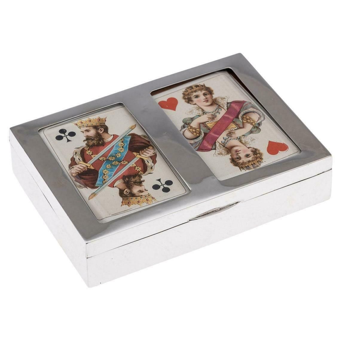 20th Century British Solid Silver Decorative Cigar / Games Box C.1938