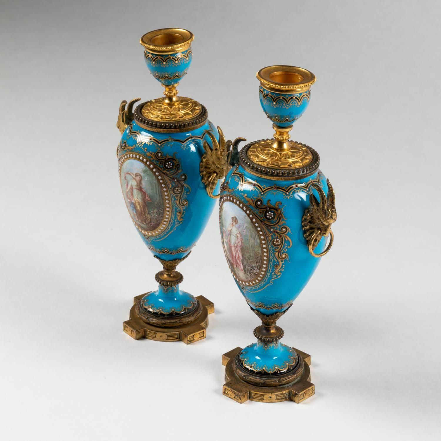 A Pair Of Cassolettes Forming Candlesticks, Napoleon III Period. photo Home Decor
