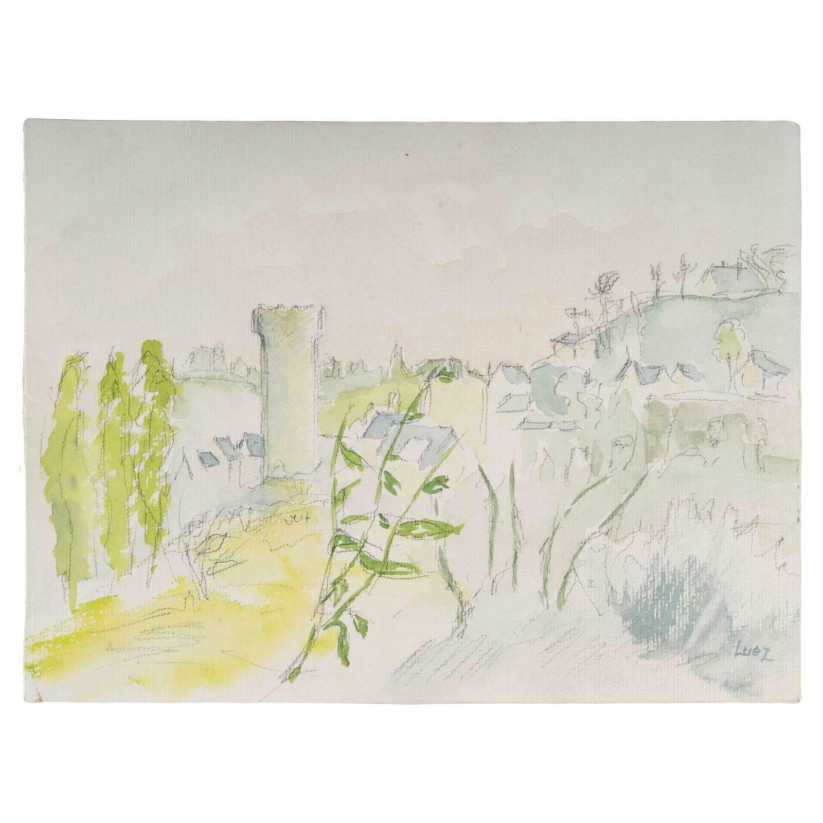 Watercolour On Paper By Evelyne Luez, 1960 1970.