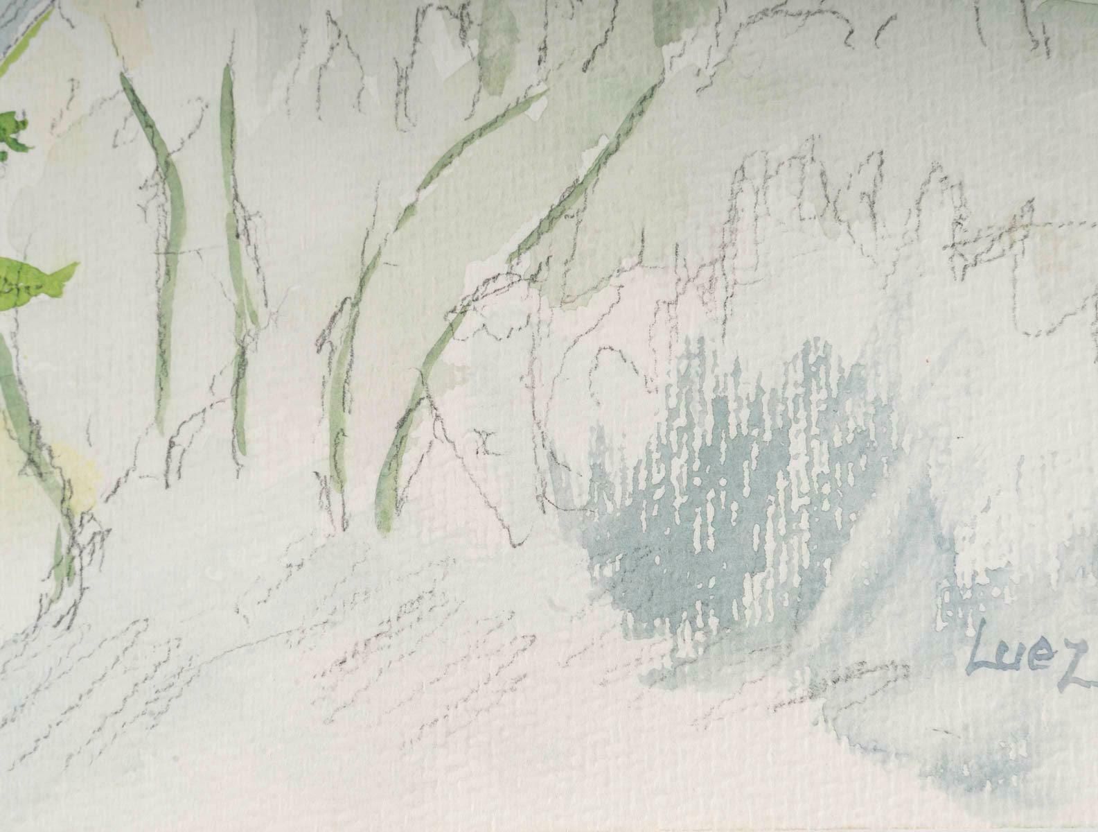 Watercolour On Paper By Evelyne Luez, 1960 1970. photo 397.0