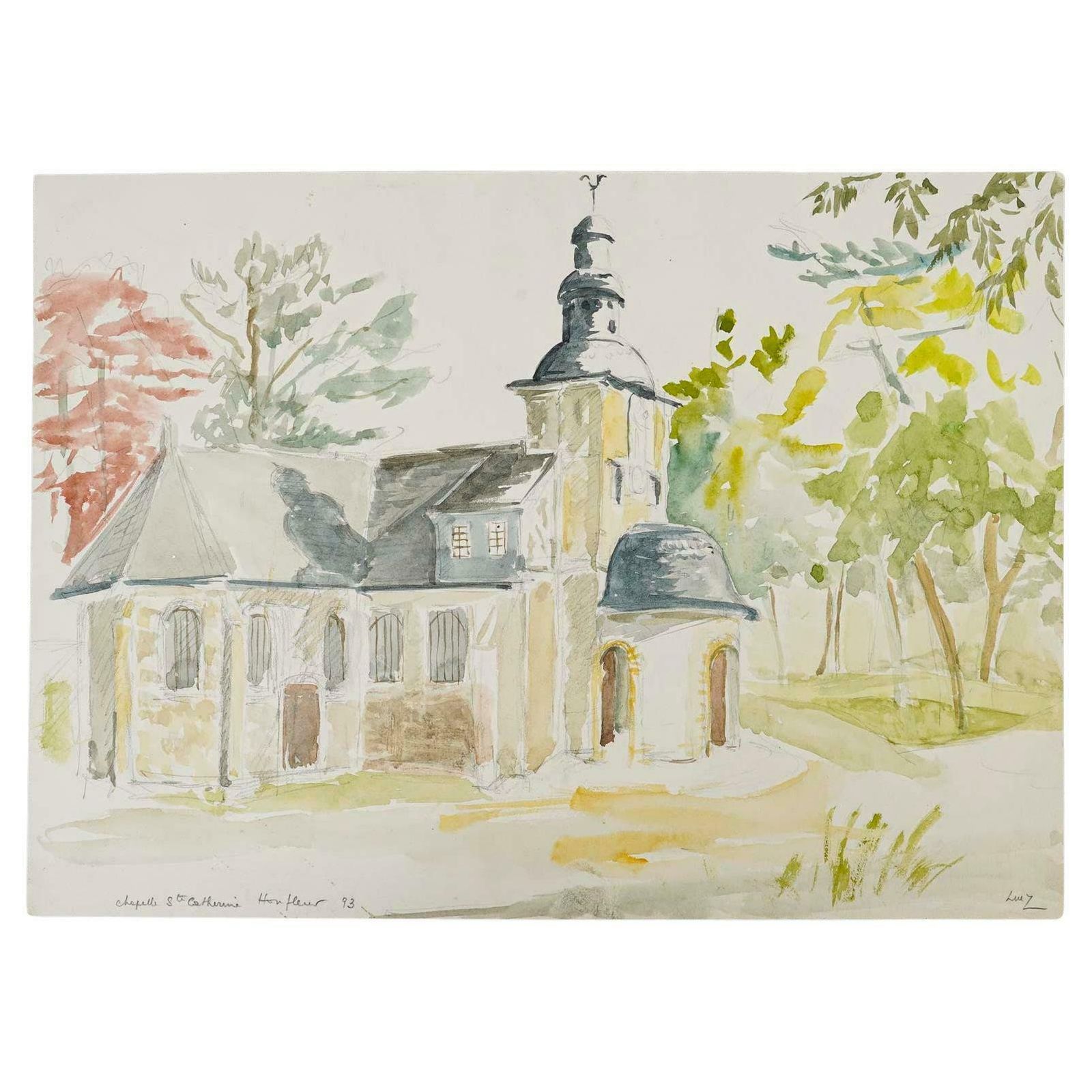 Watercolour On Paper By Evelyne Luez, 20th Century.