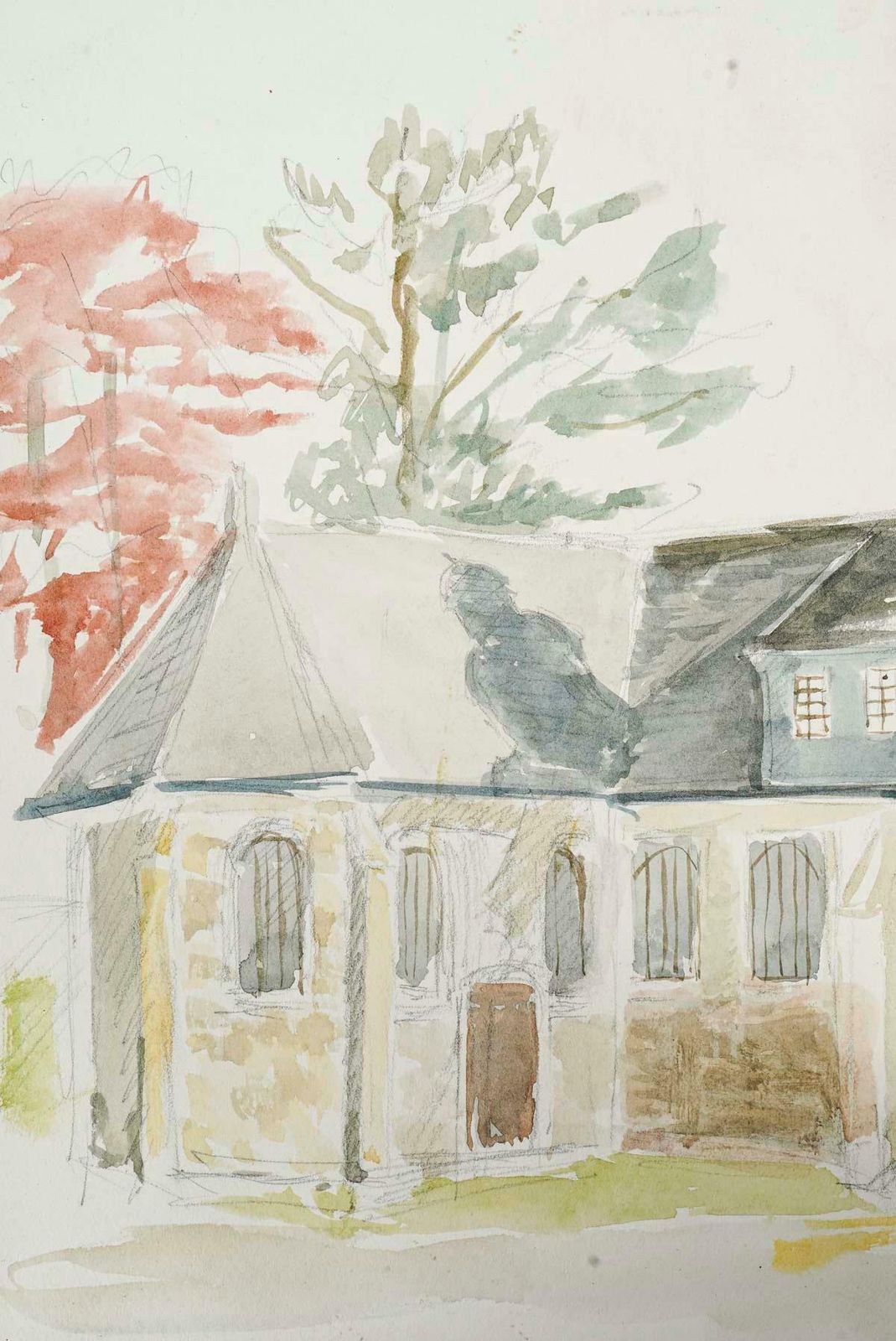 Watercolour On Paper By Evelyne Luez, 20th Century. photo Art