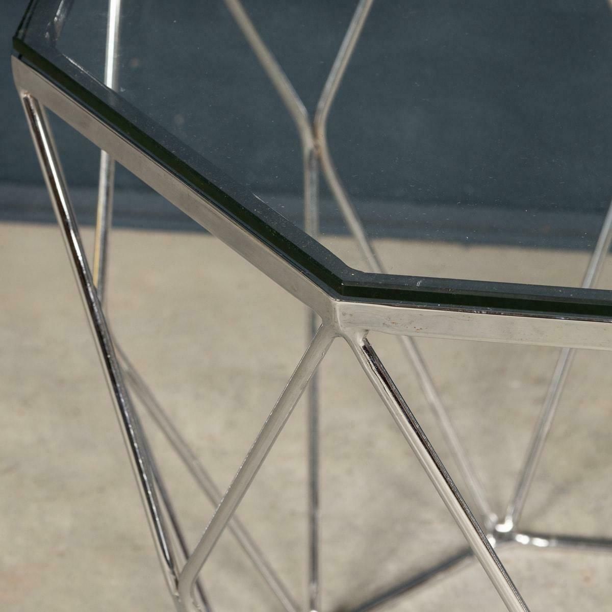 photo furniture A Pair Of 20th Century English Chrome & Glass Octagonal Side Tables