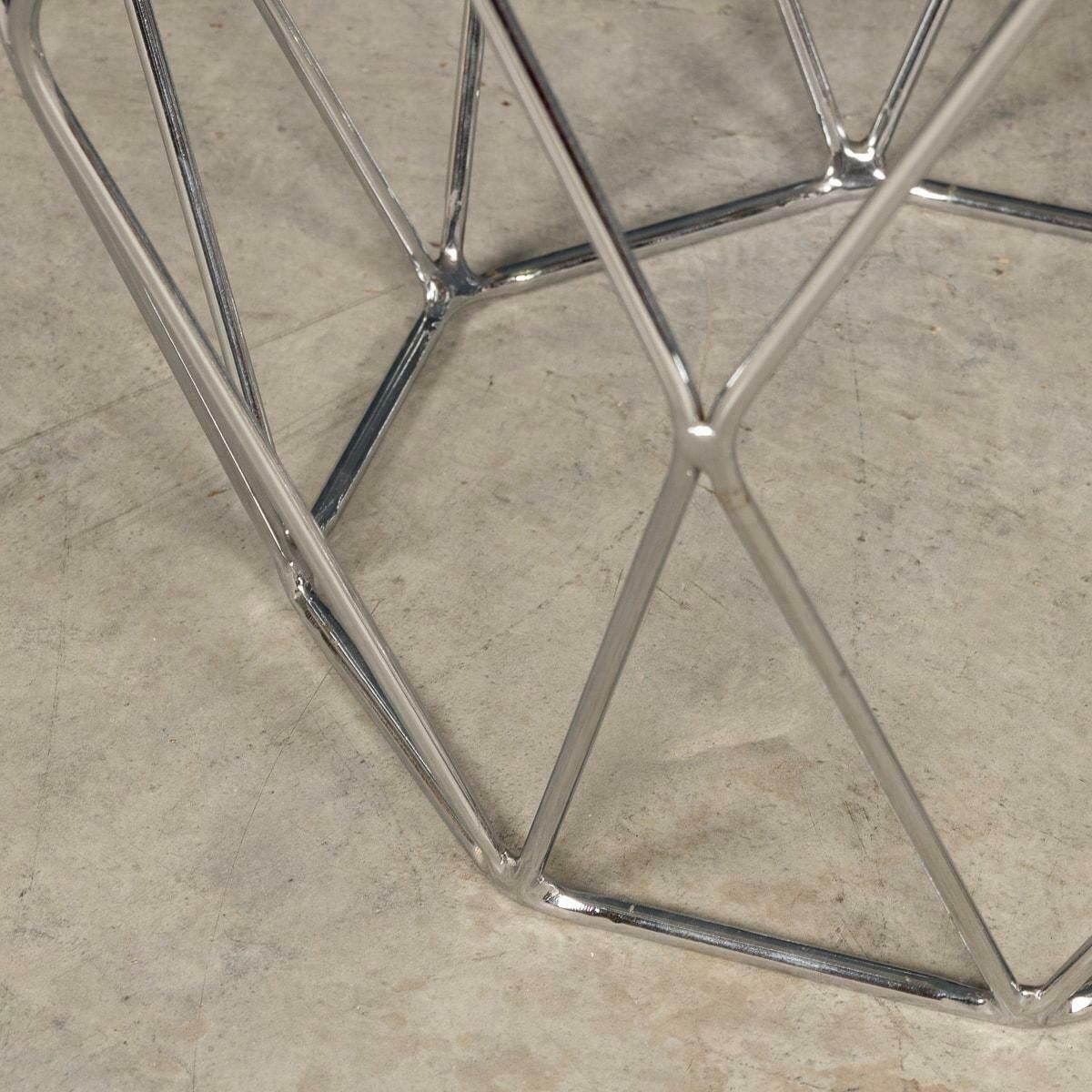 photo for sale A Pair Of 20th Century English Chrome & Glass Octagonal Side Tables