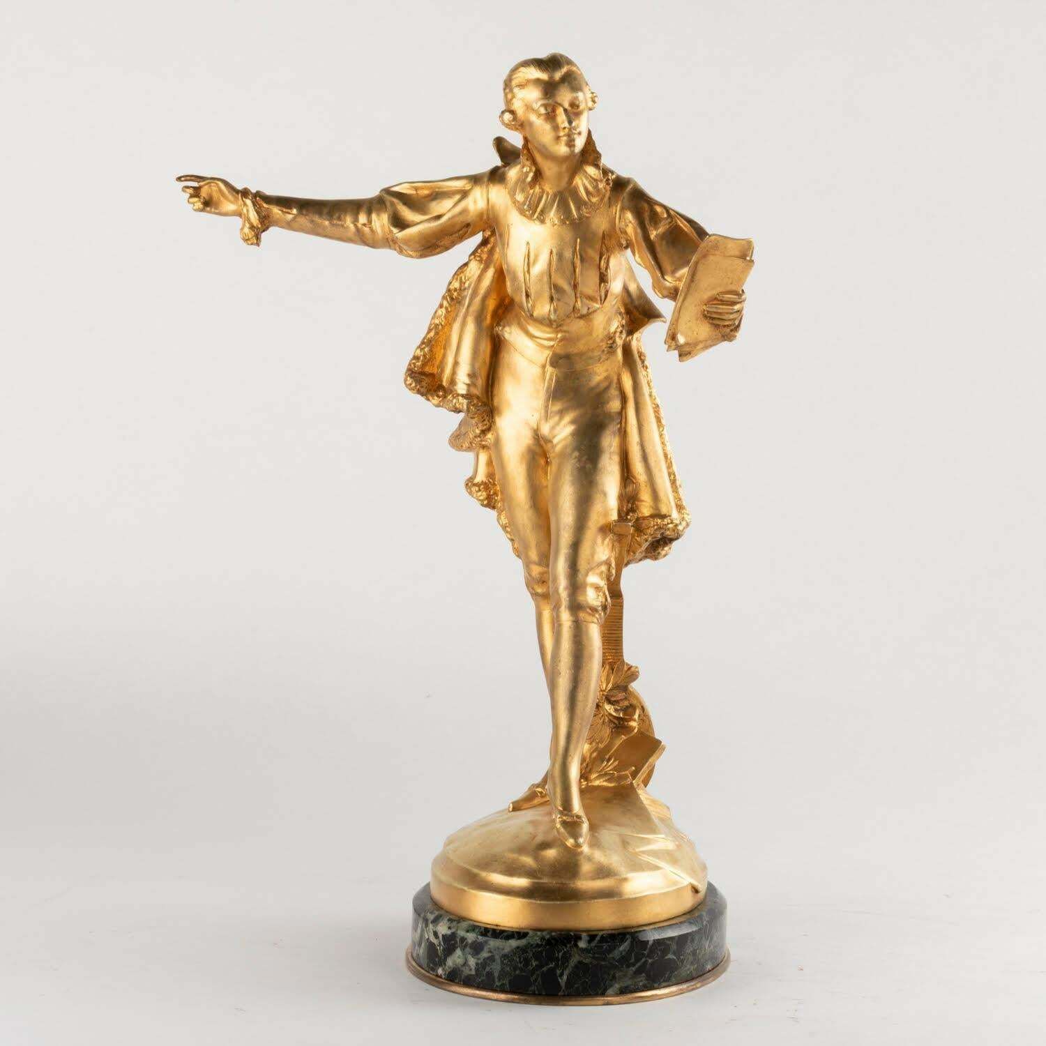 Sculpture In Gilt Bronze And Marble Base By Paul Ducuing, 19th Century. photo buy