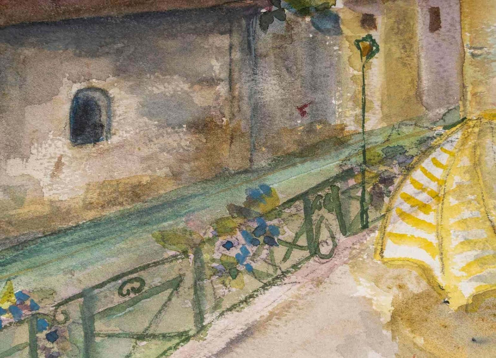 Watercolour Drawing On Paper By Evelyne Luez, 1980 90. photo furniture