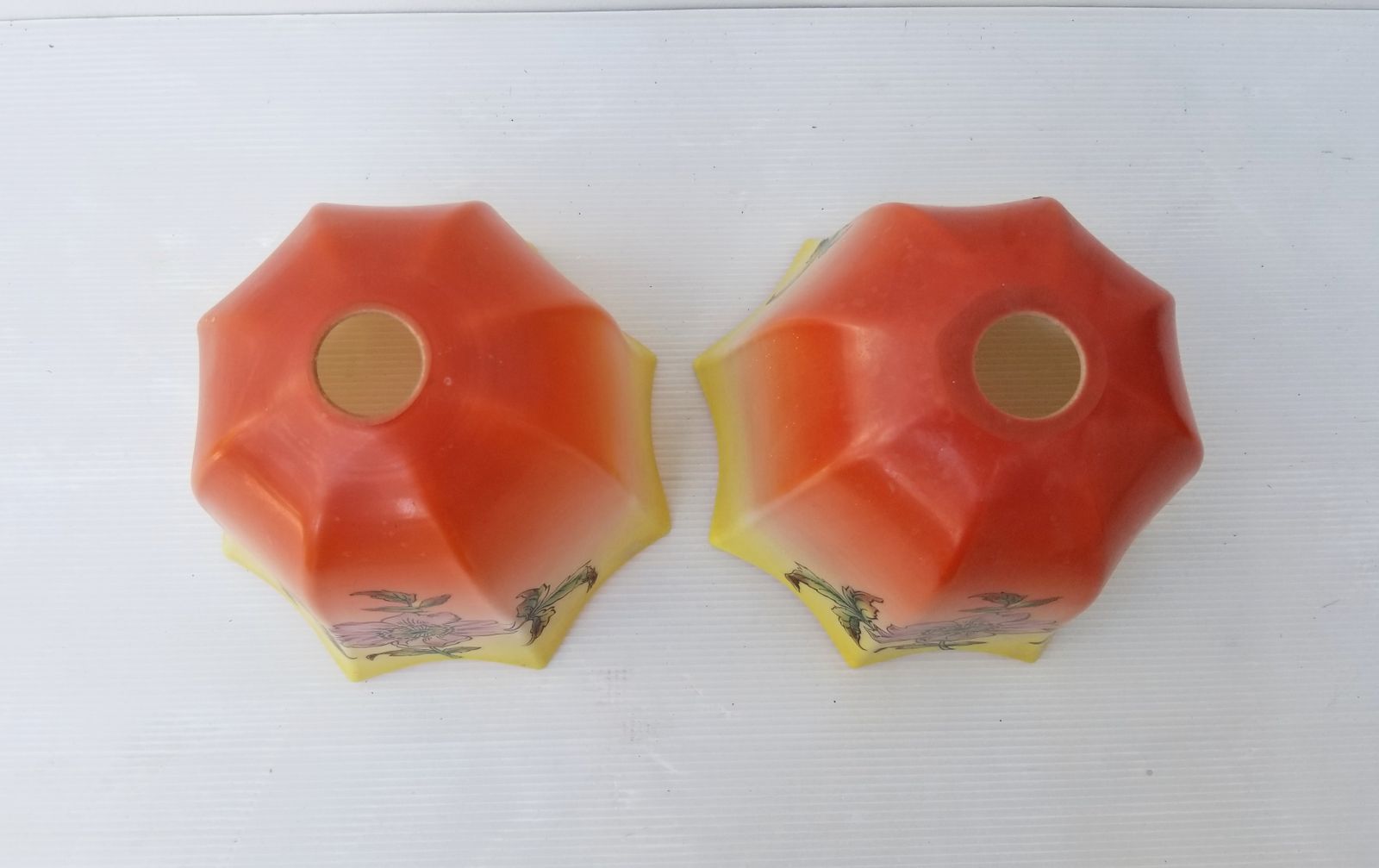 Art Deco Glass Shades Pair Set Of Two Small  Pendant Or Lamp Shades photo furniture
