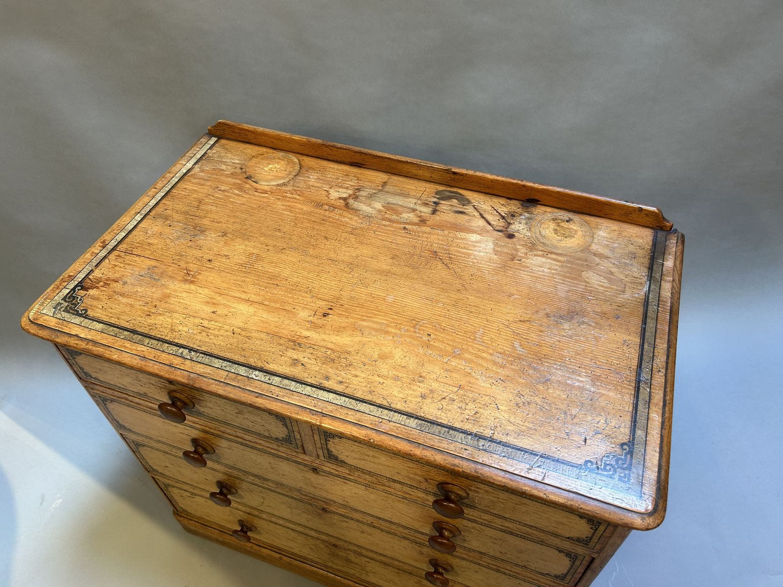 Victorian Stencilled Pine Chest Of Drawers photo vinterior