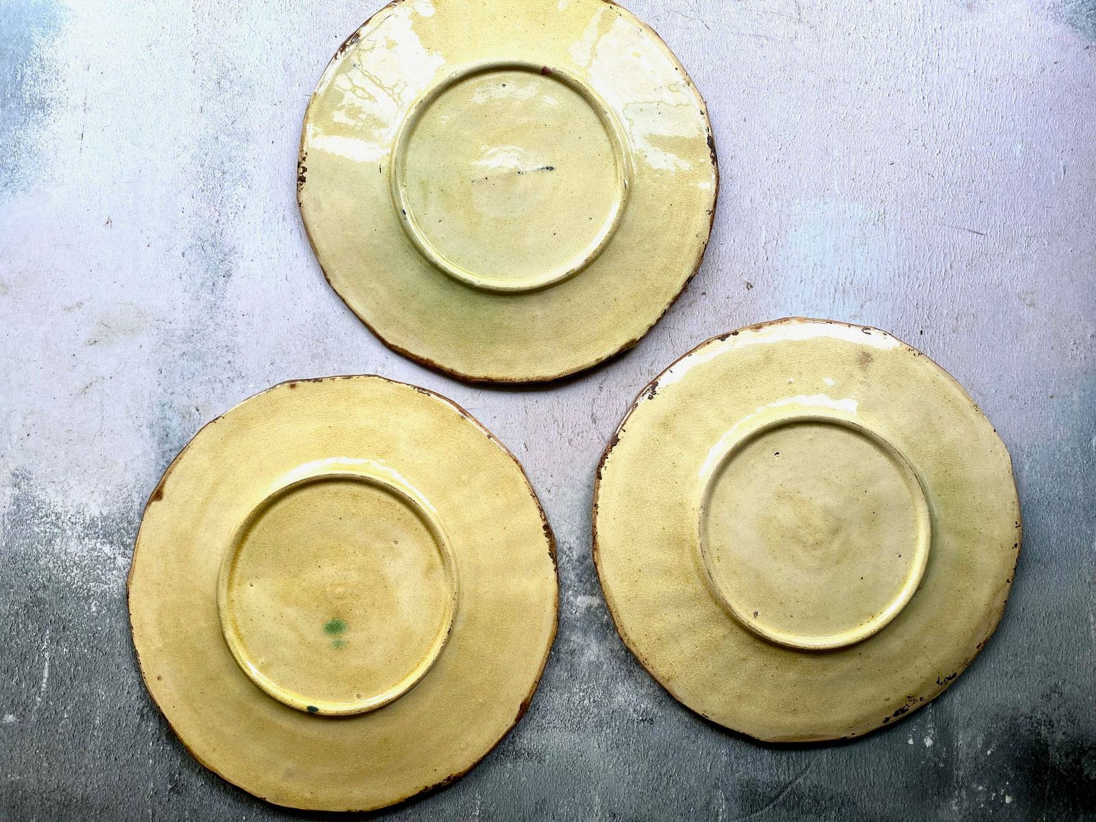 Trio Of Majolica Fans Butterflies Aesthetic Movement Plates Wedgwood photo buy
