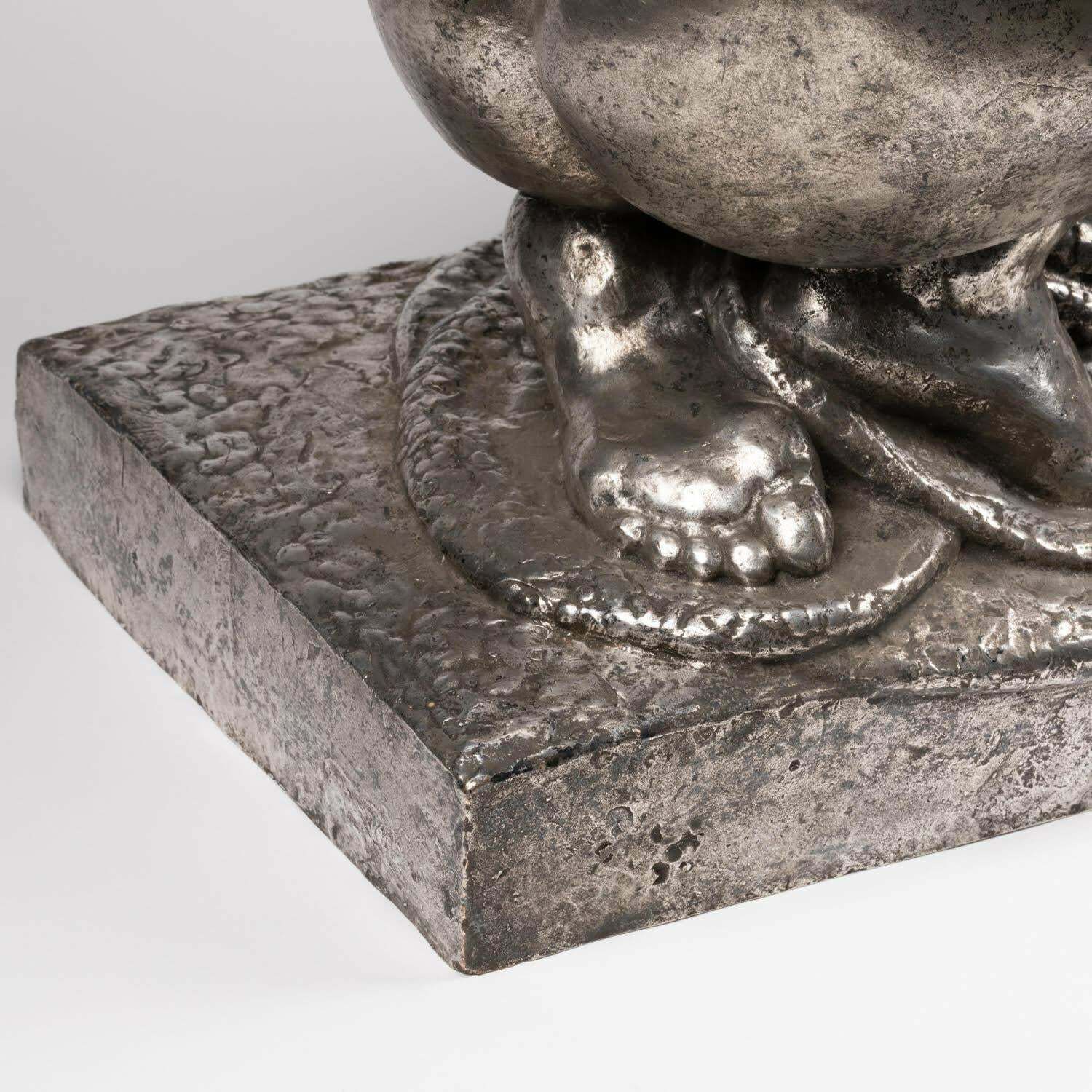 photo for sale Large Silver Plated Bronze Sculpture By Pierre Traverse, Circa 1930, Art Deco.
